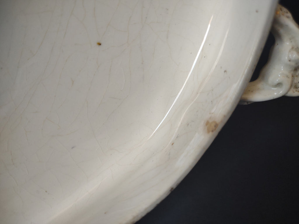 Vintage Homer Laughlin White Granite Oval Tureen IMPERFECT [7034]