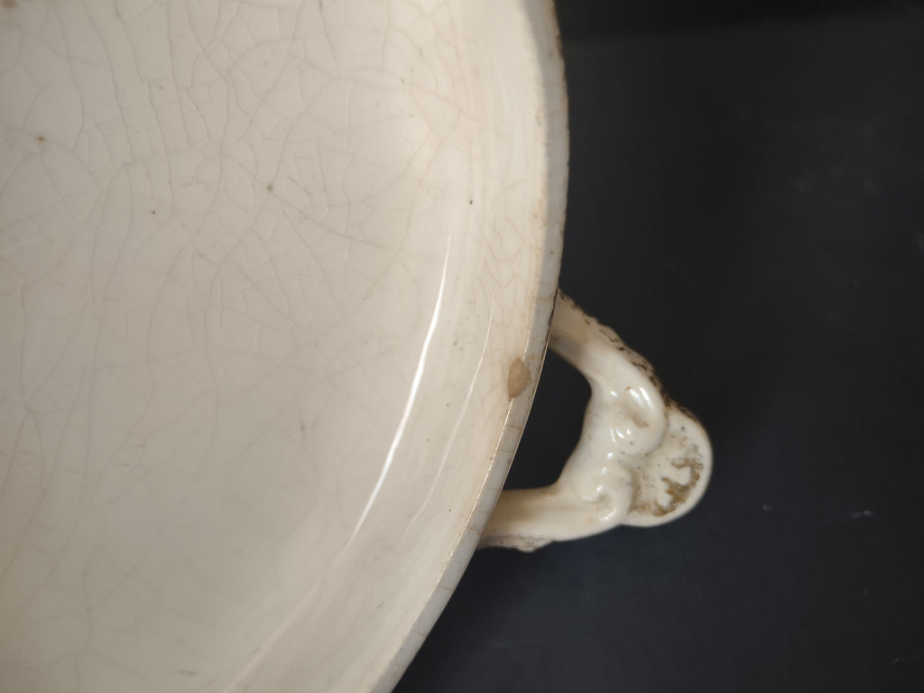 Vintage Homer Laughlin White Granite Oval Tureen IMPERFECT [7034]