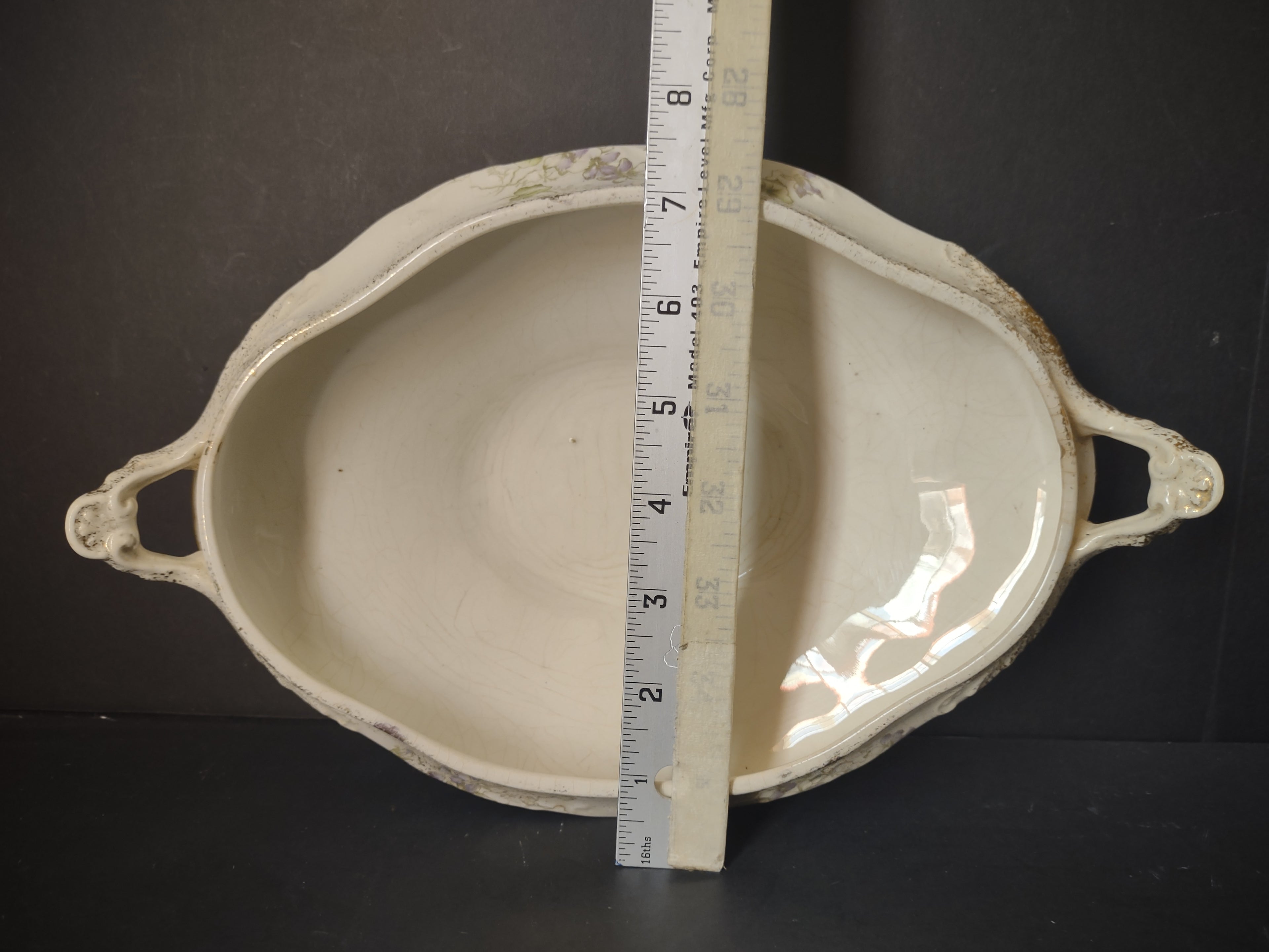 Vintage Homer Laughlin White Granite Oval Tureen IMPERFECT [7034]