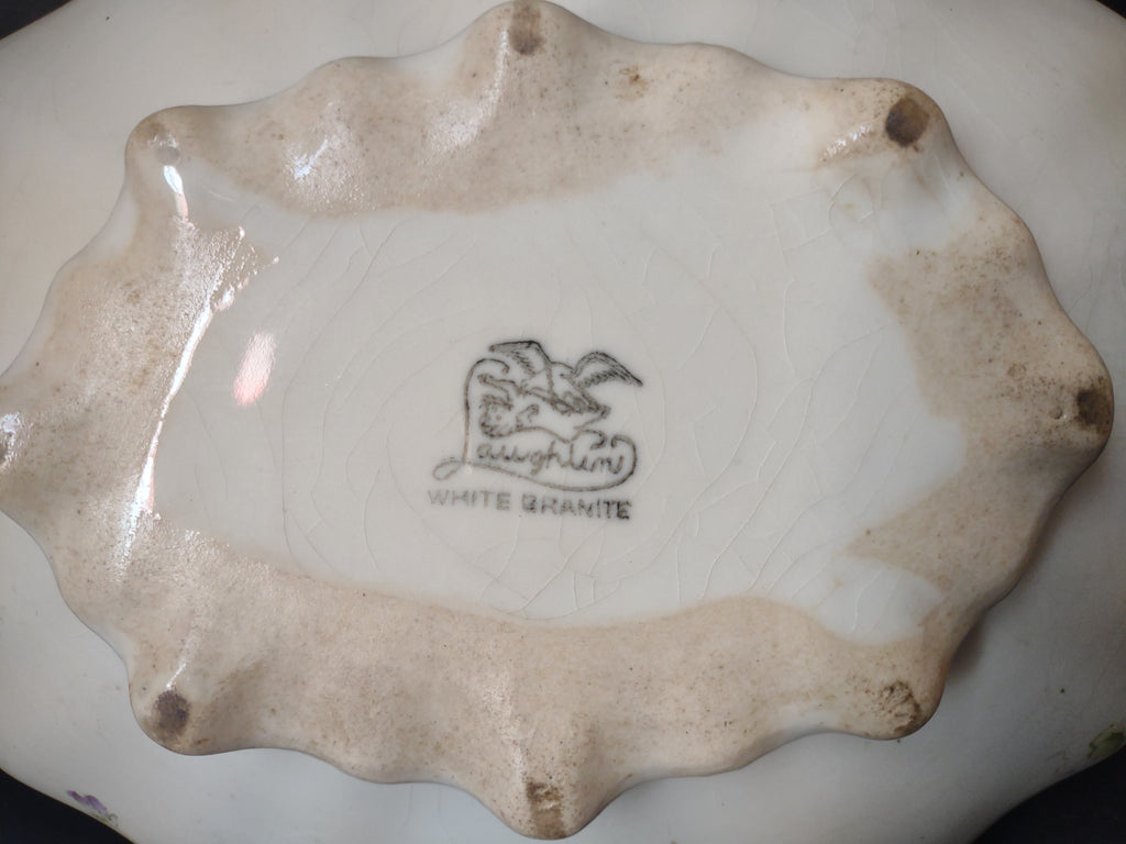 Vintage Homer Laughlin White Granite Oval Tureen IMPERFECT [7034]