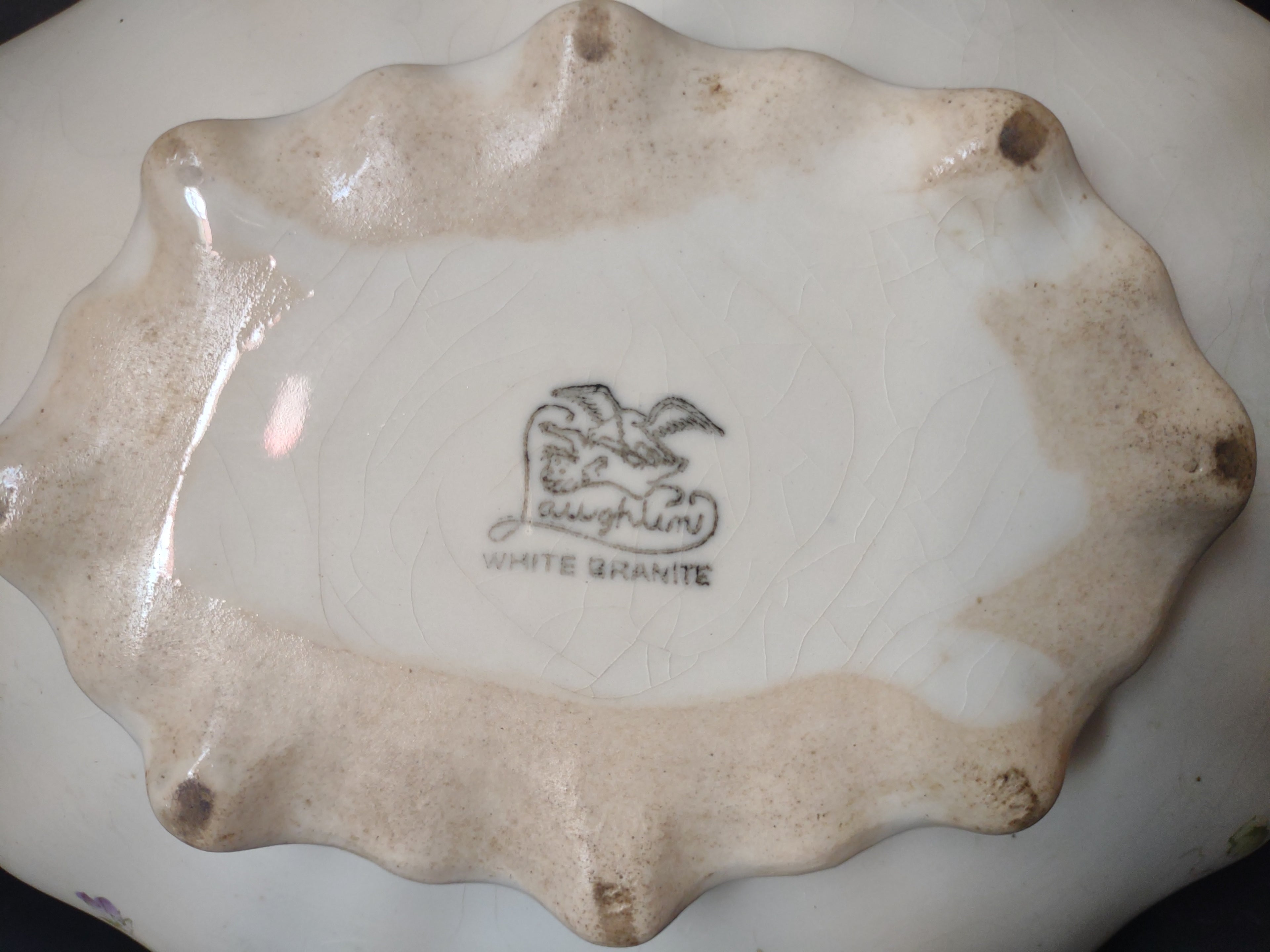 Vintage Homer Laughlin White Granite Oval Tureen IMPERFECT [7034]