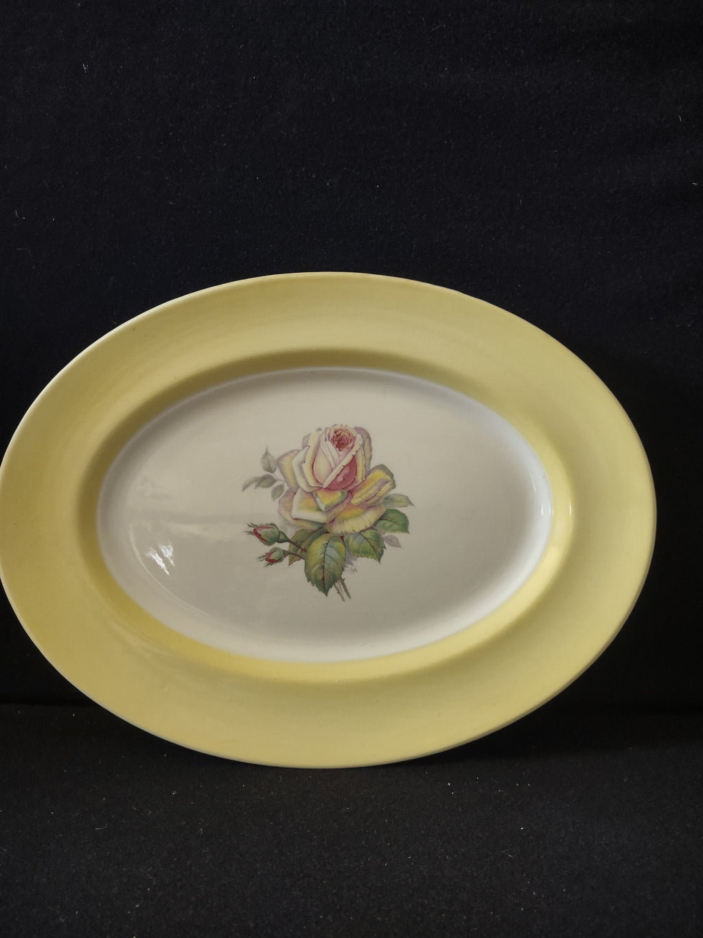 Vintage American Limoges Cotillion Yellow Tea Rose Oval Serving Platter [7044]