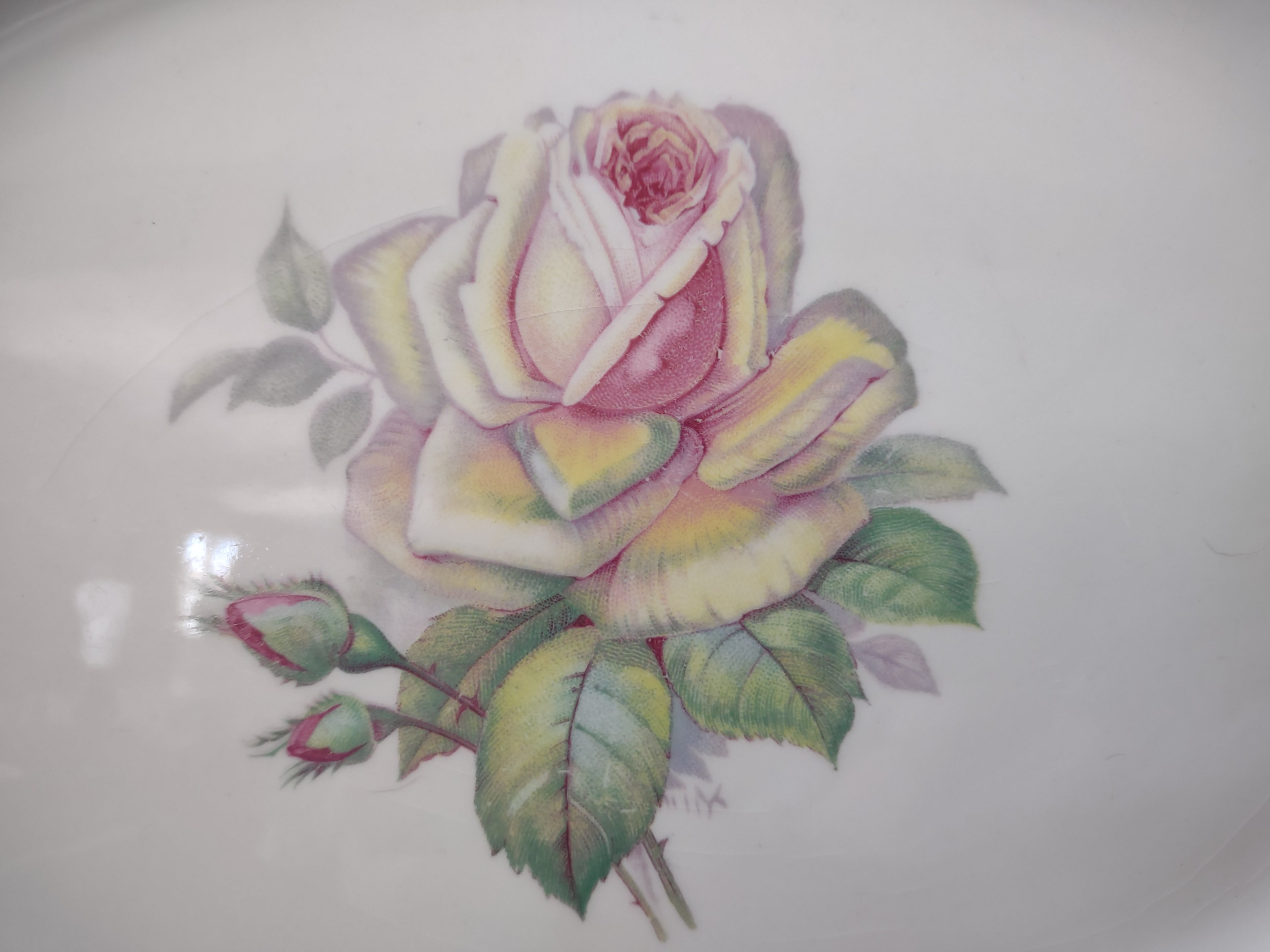 Vintage American Limoges Cotillion Yellow Tea Rose Oval Serving Platter [7044]