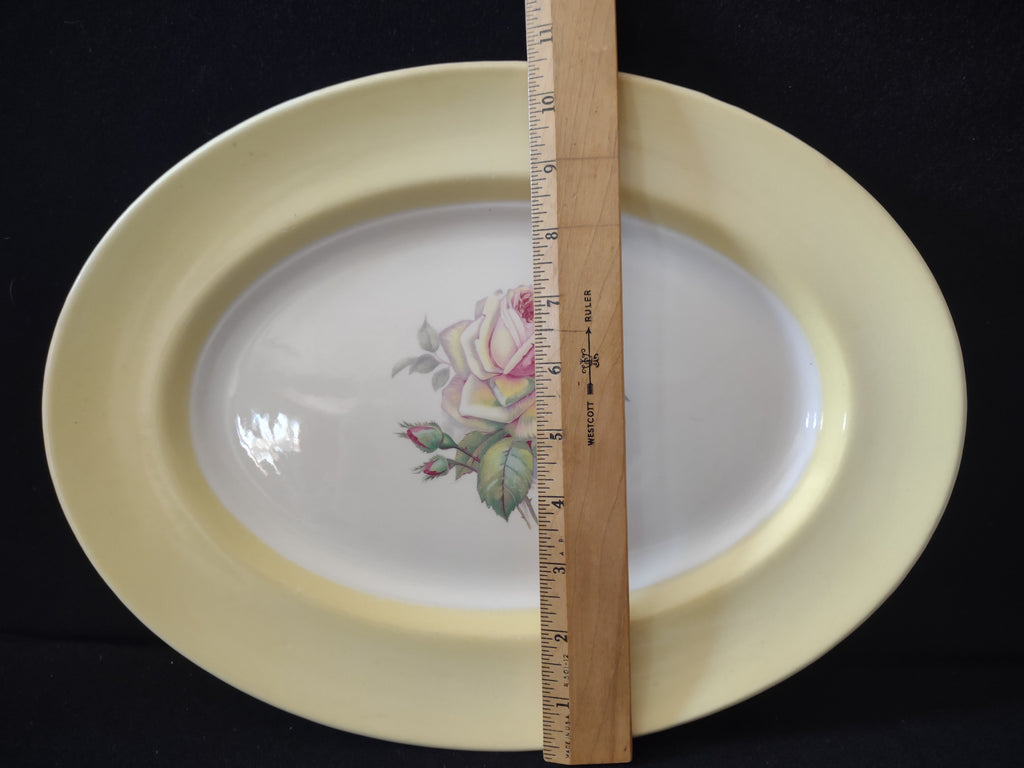 Vintage American Limoges Cotillion Yellow Tea Rose Oval Serving Platter [7044]