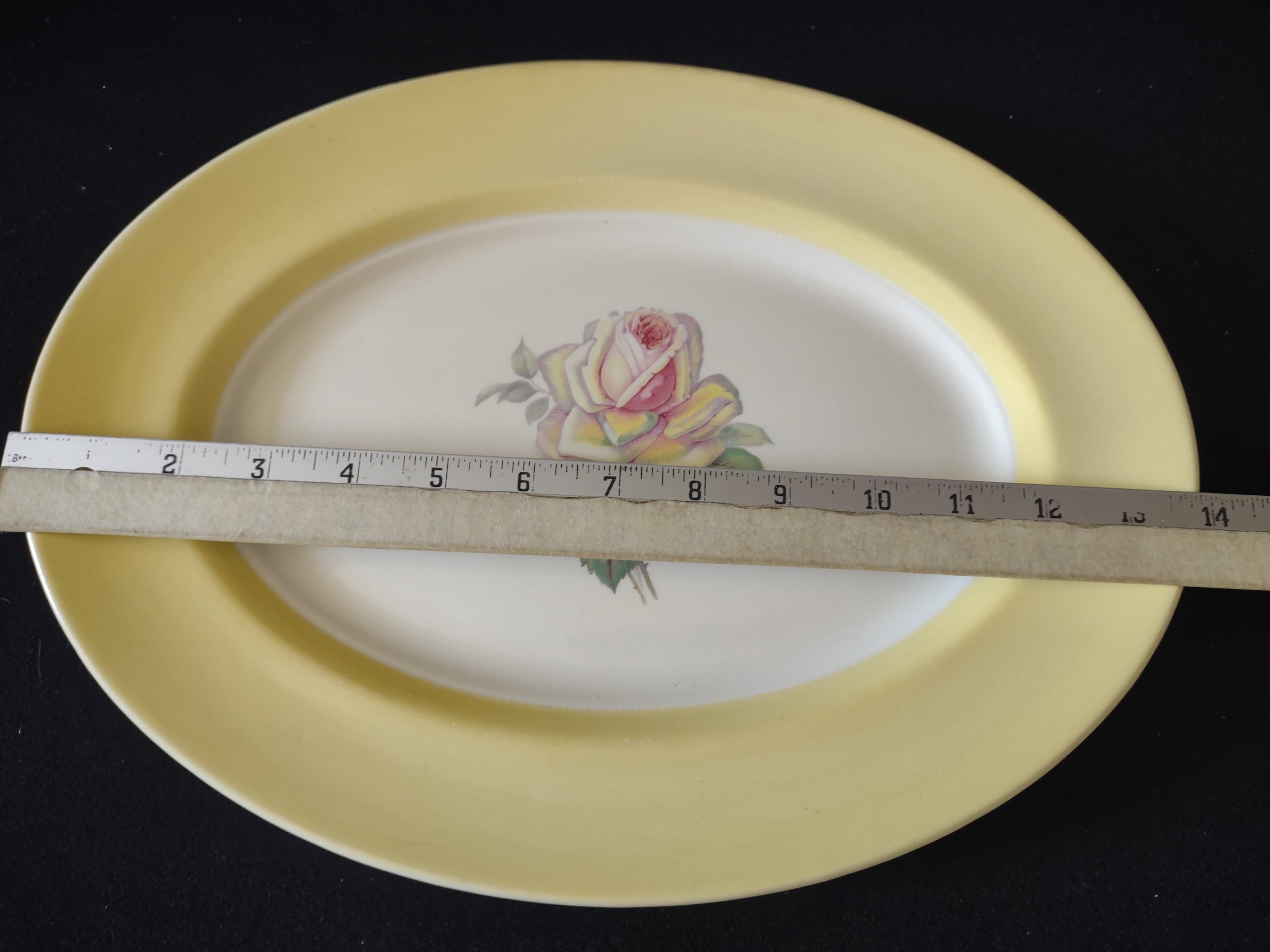 Vintage American Limoges Cotillion Yellow Tea Rose Oval Serving Platter [7044]