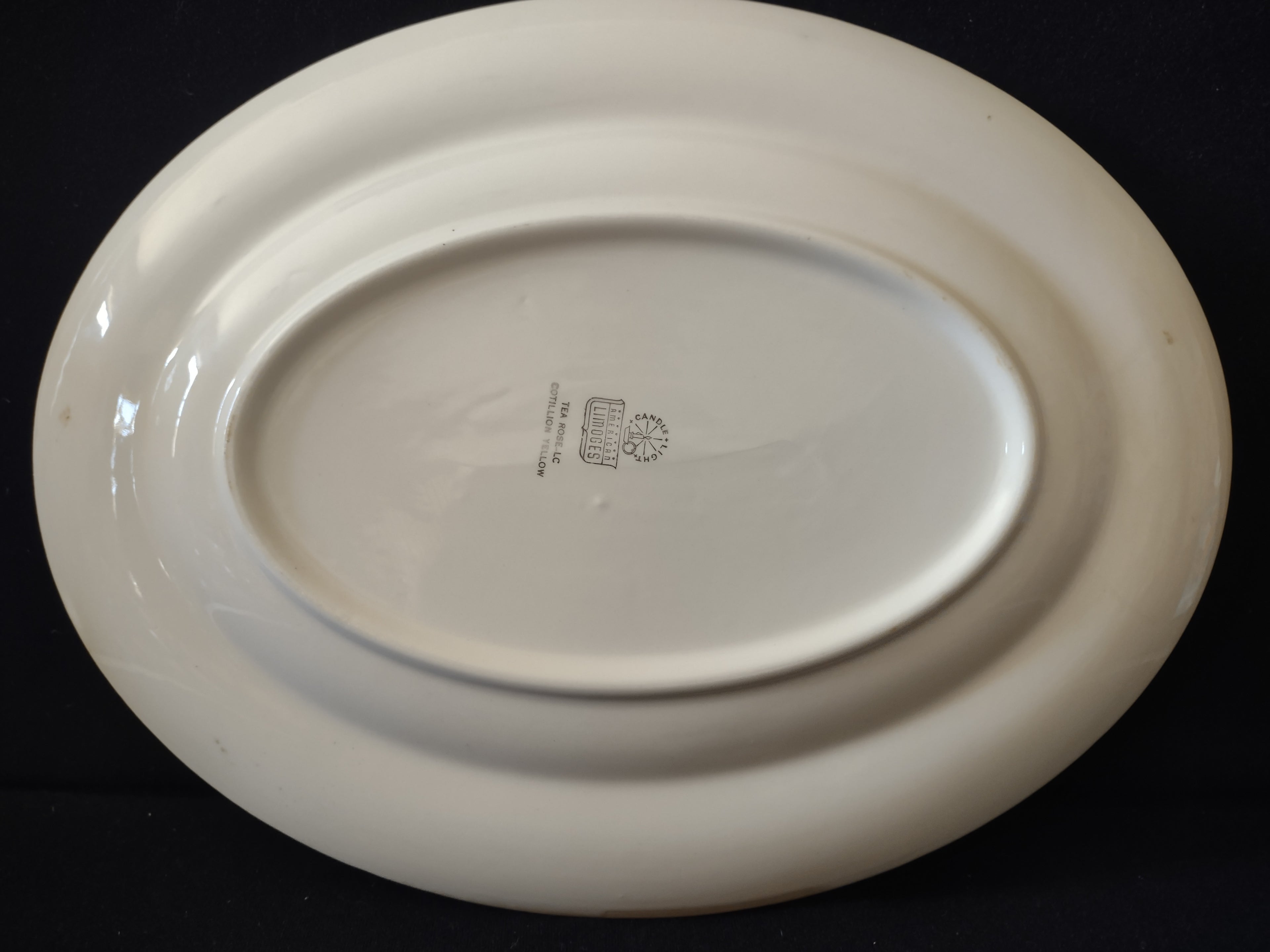 Vintage American Limoges Cotillion Yellow Tea Rose Oval Serving Platter [7044]
