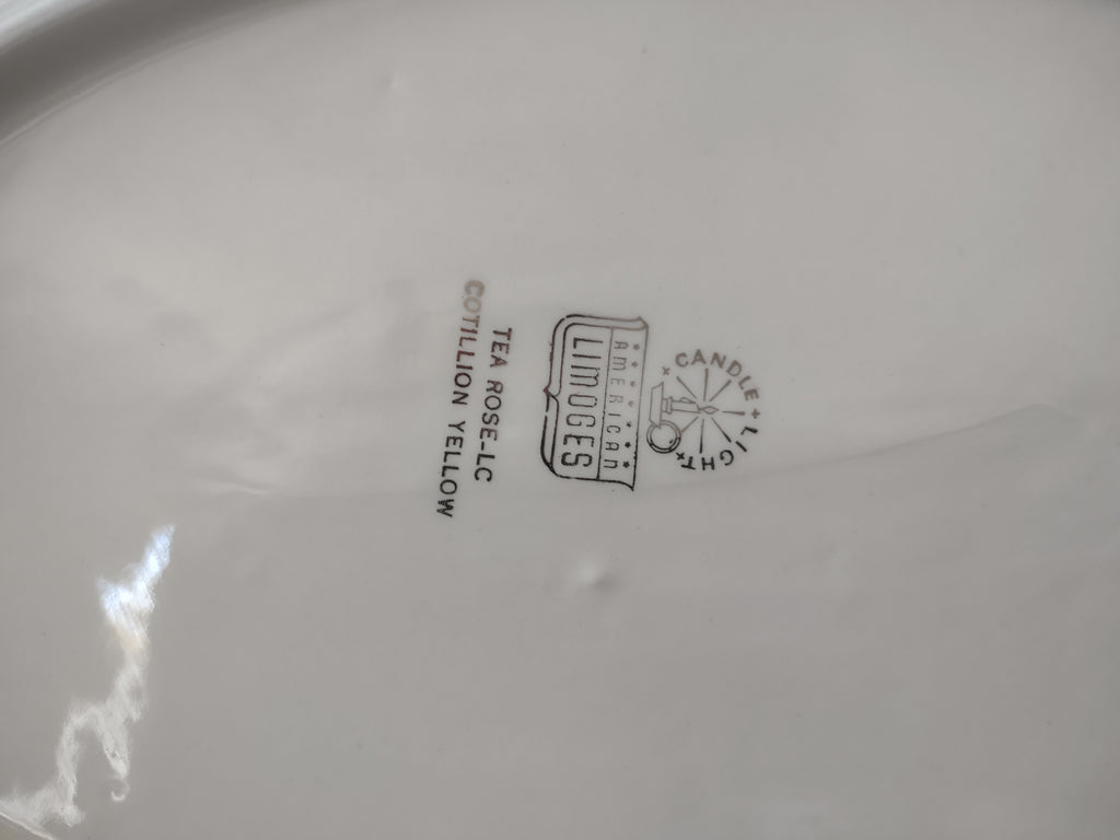 Vintage American Limoges Cotillion Yellow Tea Rose Oval Serving Platter [7044]