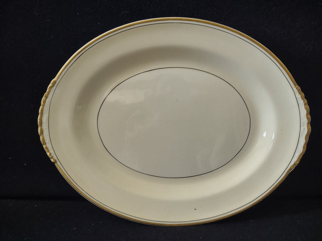 Vintage Homer Laughlin Eggshell Nautilus Cream & Gold Serving Platter IMPERFECT [7045]