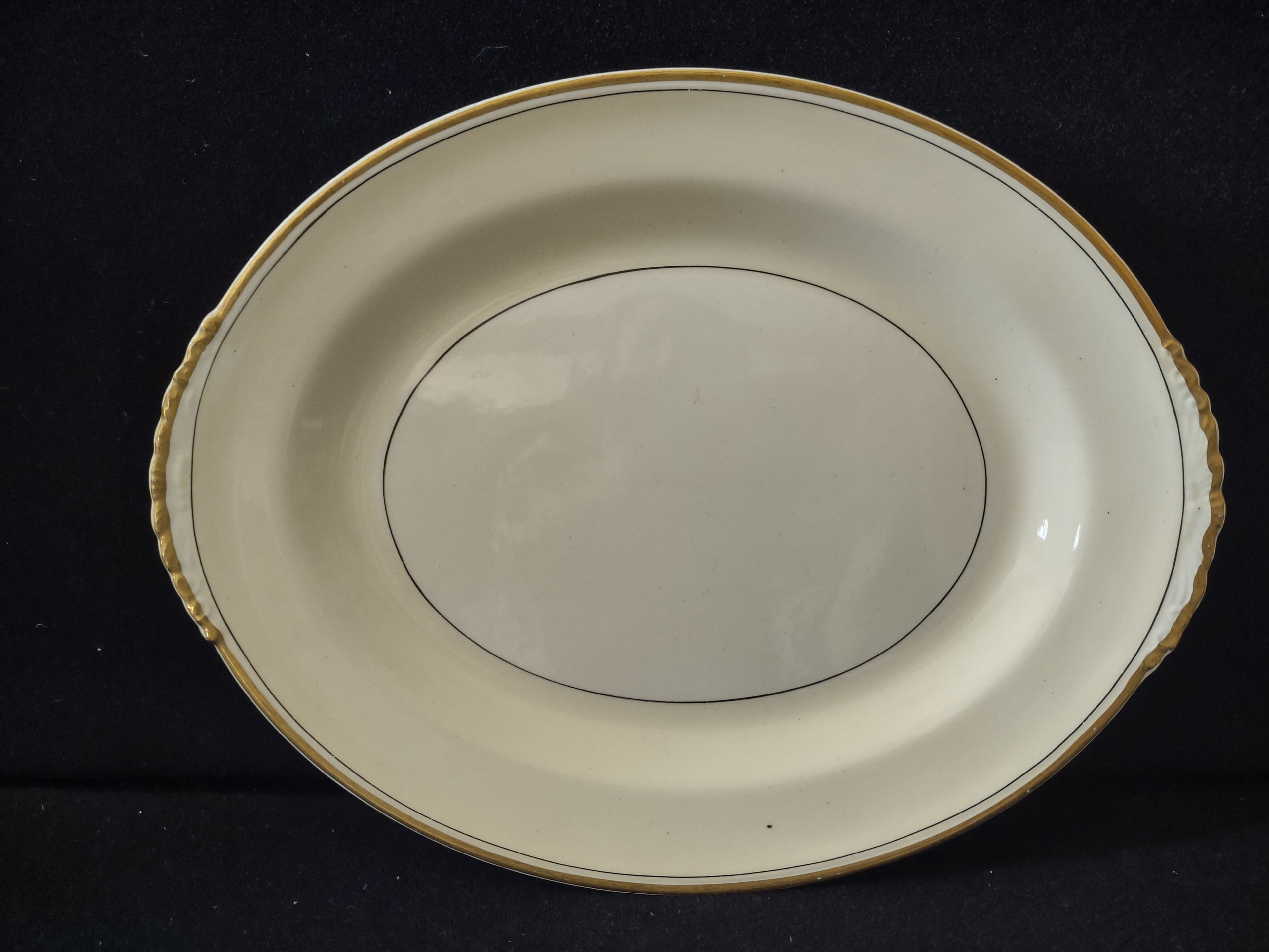 Vintage Homer Laughlin Eggshell Nautilus Cream & Gold Serving Platter IMPERFECT [7045]