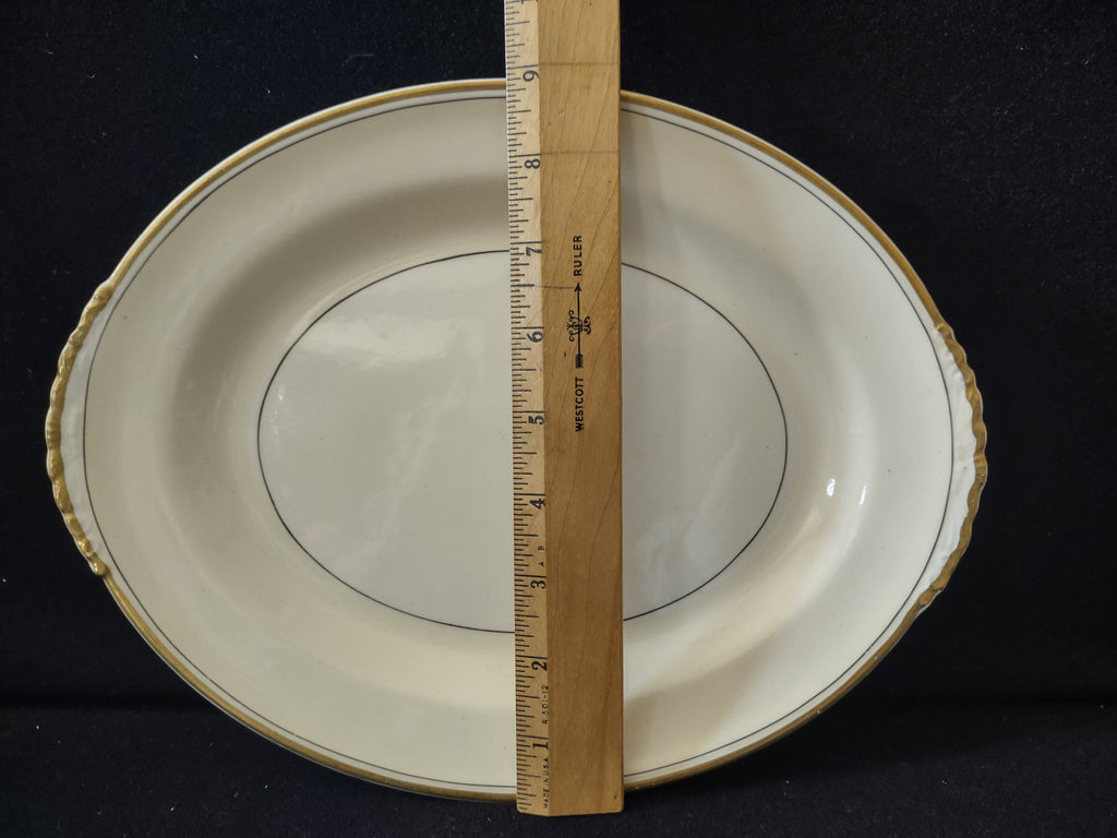 Vintage Homer Laughlin Eggshell Nautilus Cream & Gold Serving Platter IMPERFECT [7045]