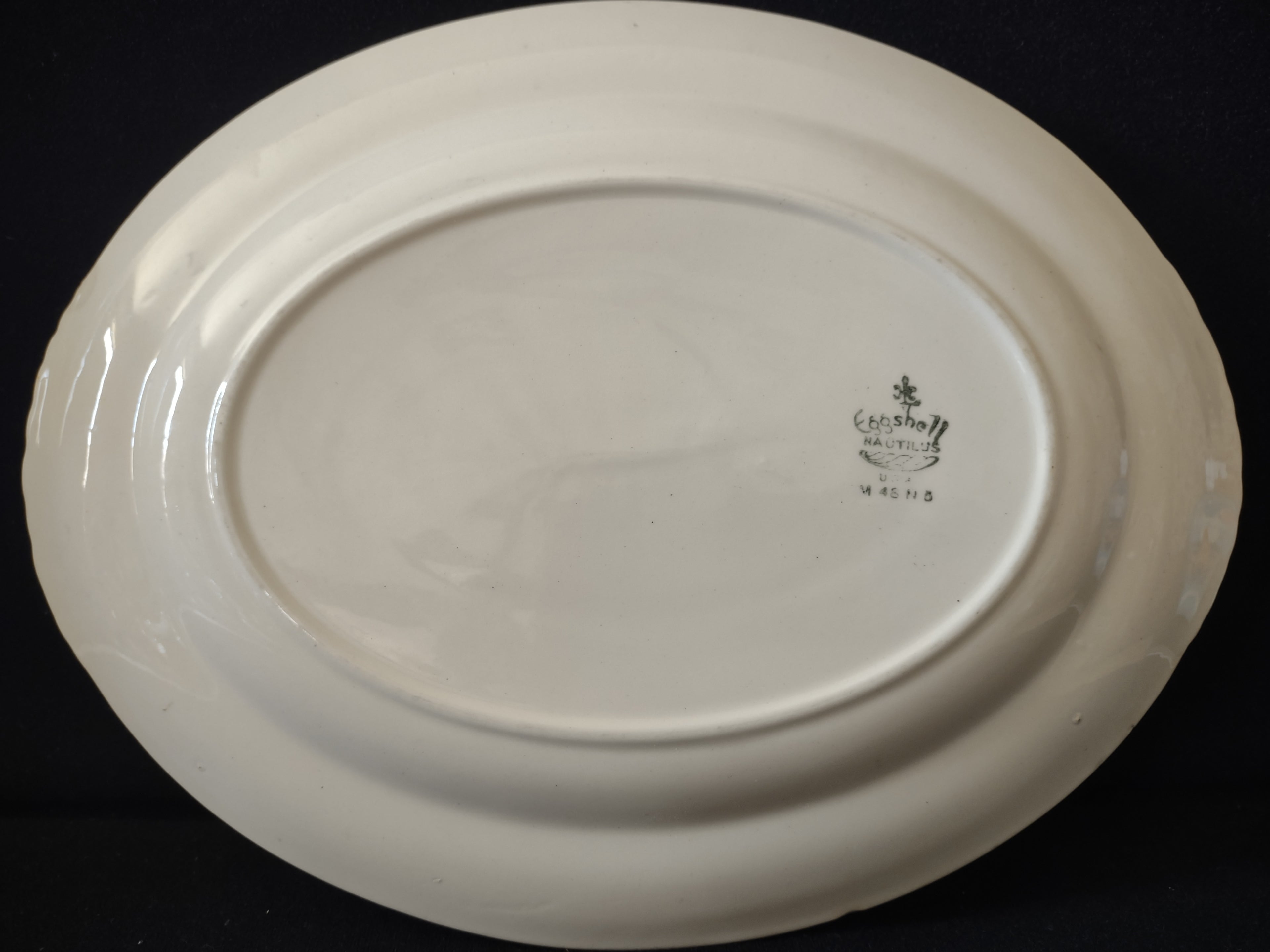 Vintage Homer Laughlin Eggshell Nautilus Cream & Gold Serving Platter IMPERFECT [7045]