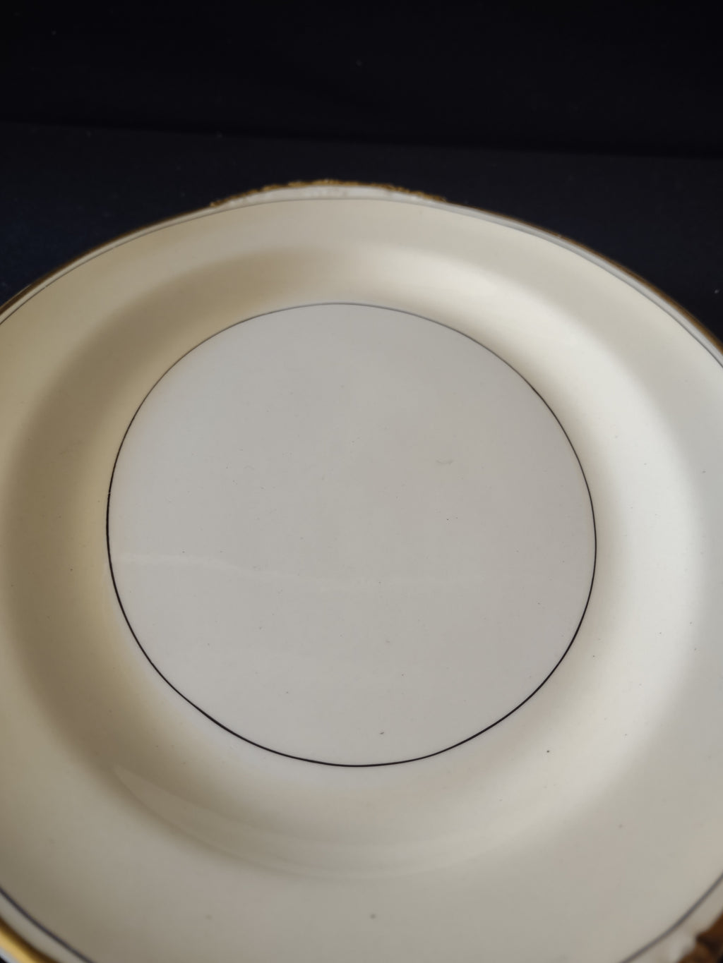 Vintage Homer Laughlin Eggshell Nautilus Cream & Gold Serving Platter IMPERFECT [7045]