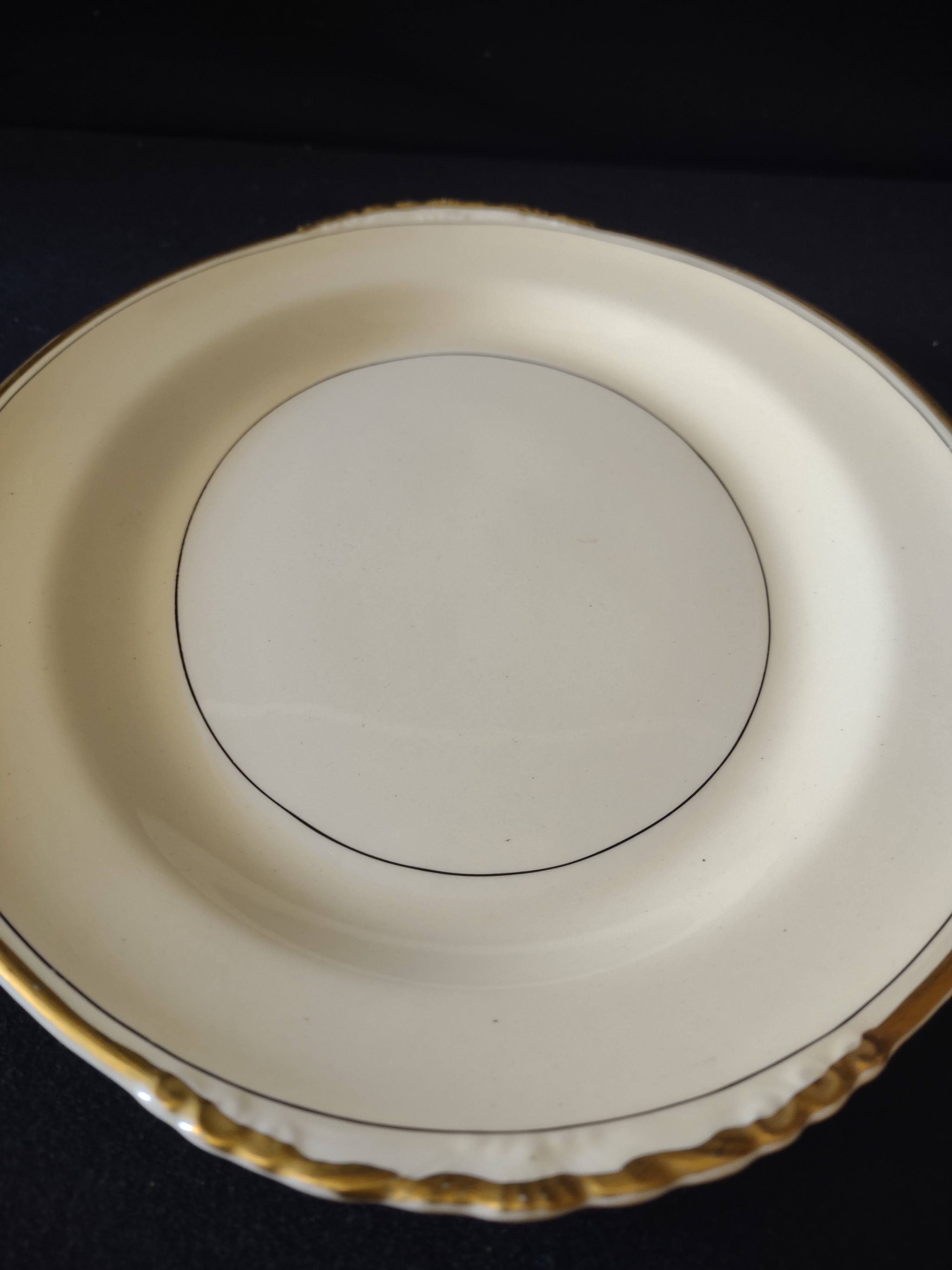 Vintage Homer Laughlin Eggshell Nautilus Cream & Gold Serving Platter IMPERFECT [7045]
