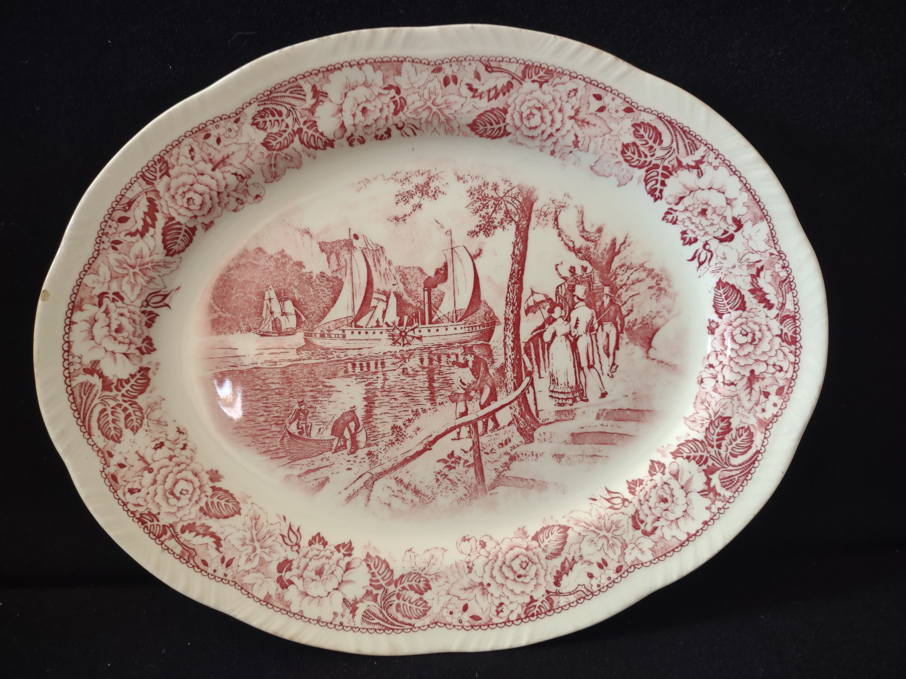 Vintage Homer Laughlin Historical America Clermont Serving Platter IMPERFECT [7046]