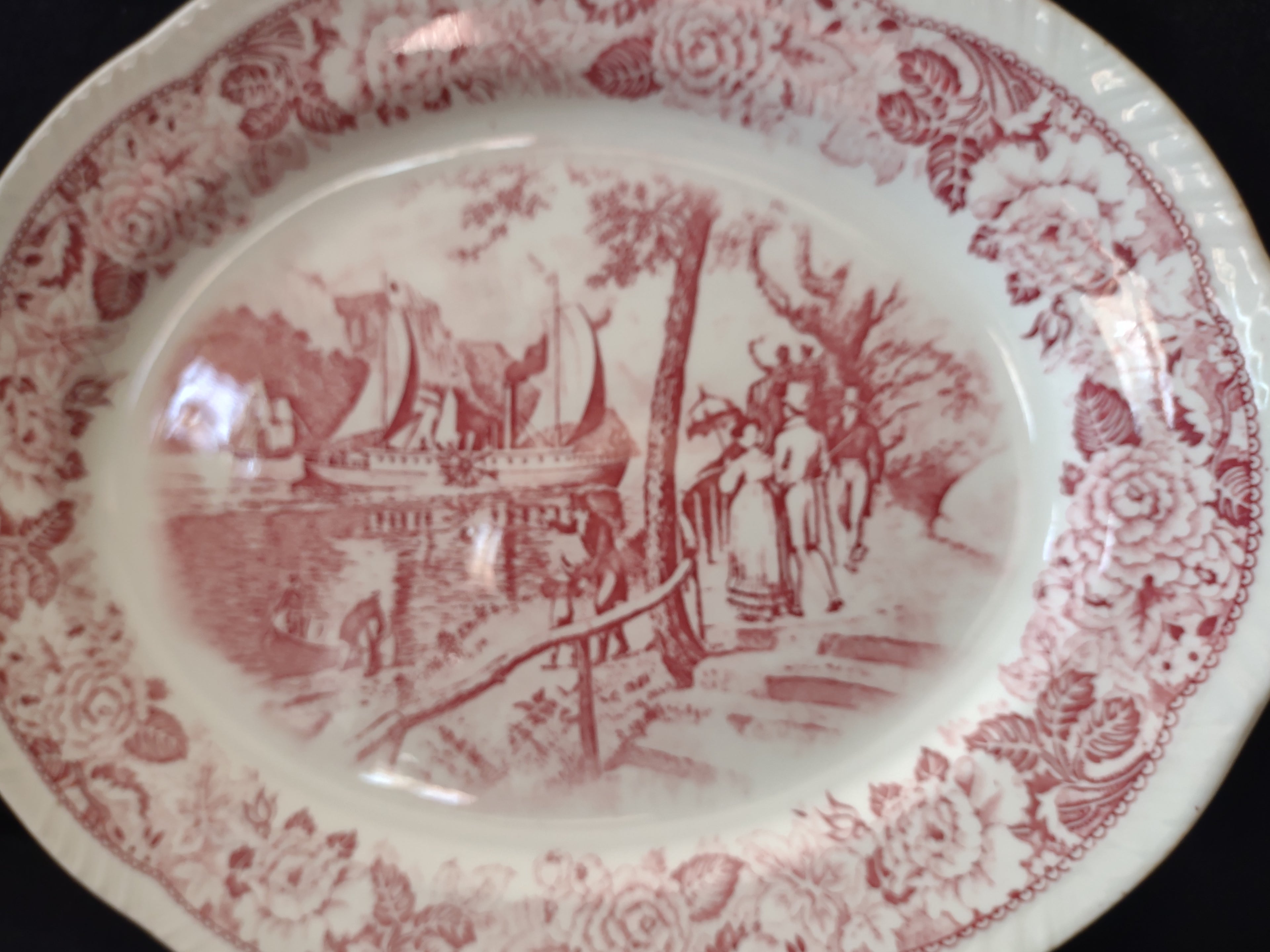 Vintage Homer Laughlin Historical America Clermont Serving Platter IMPERFECT [7046]