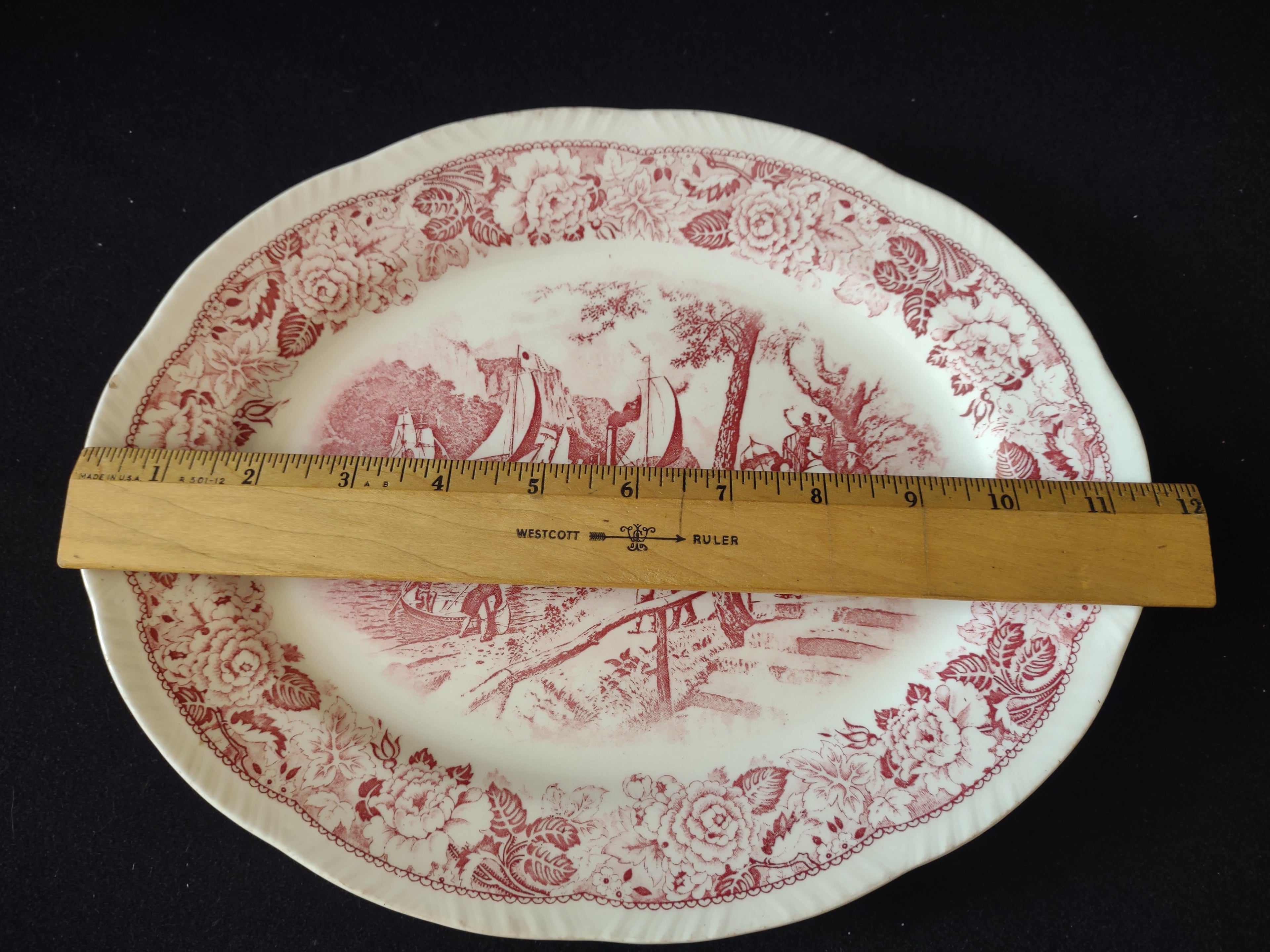 Vintage Homer Laughlin Historical America Clermont Serving Platter IMPERFECT [7046]