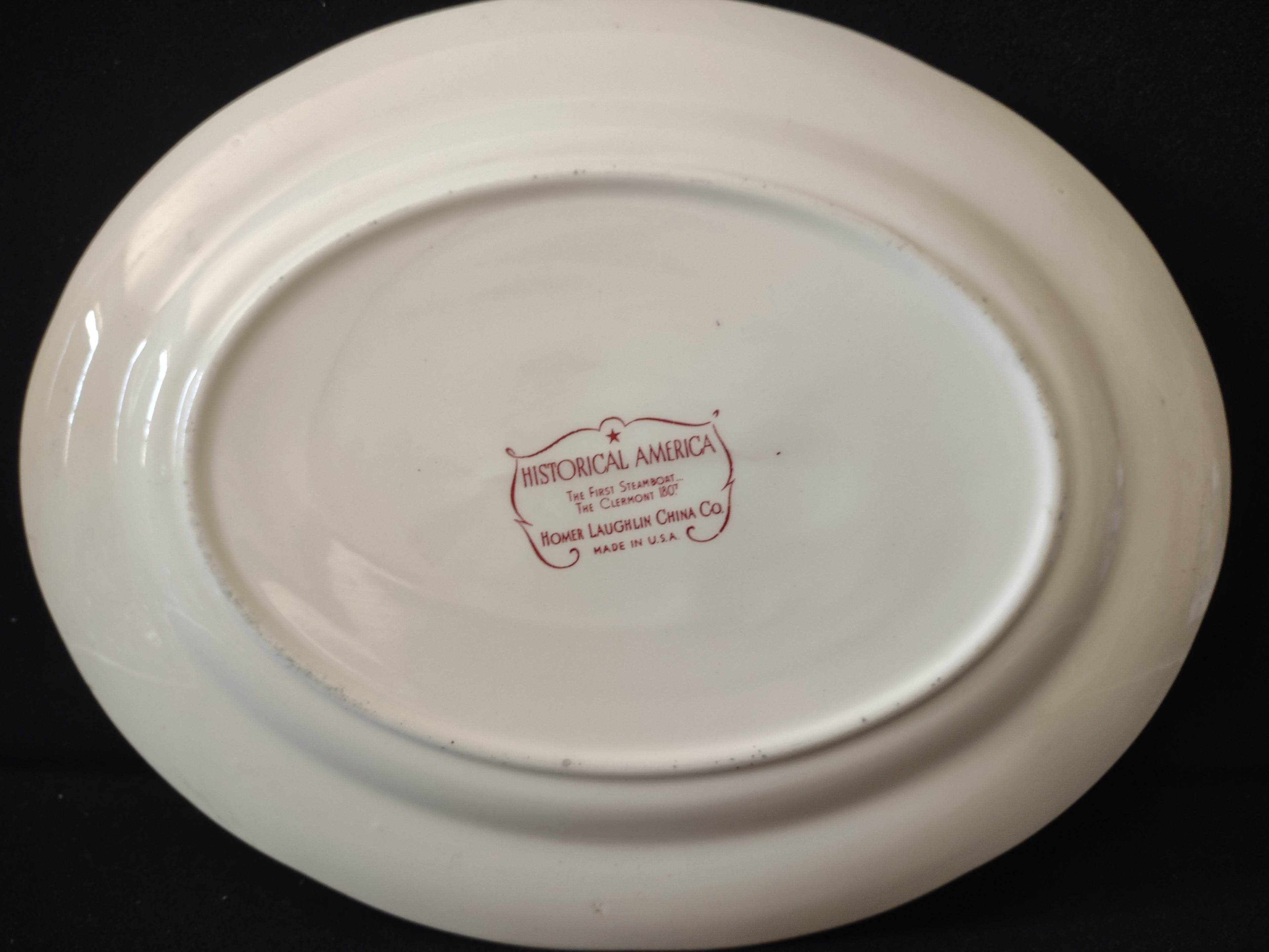 Vintage Homer Laughlin Historical America Clermont Serving Platter IMPERFECT [7046]