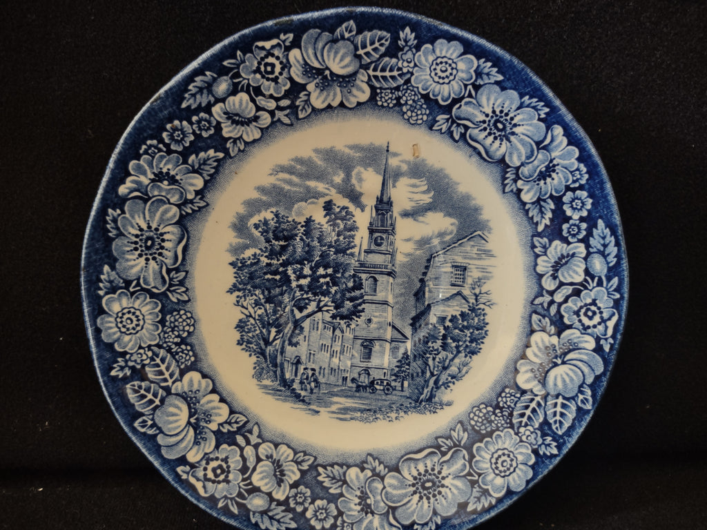 Vintage Liberty Blue Old North Church Saucer IMPERFECT [7047]