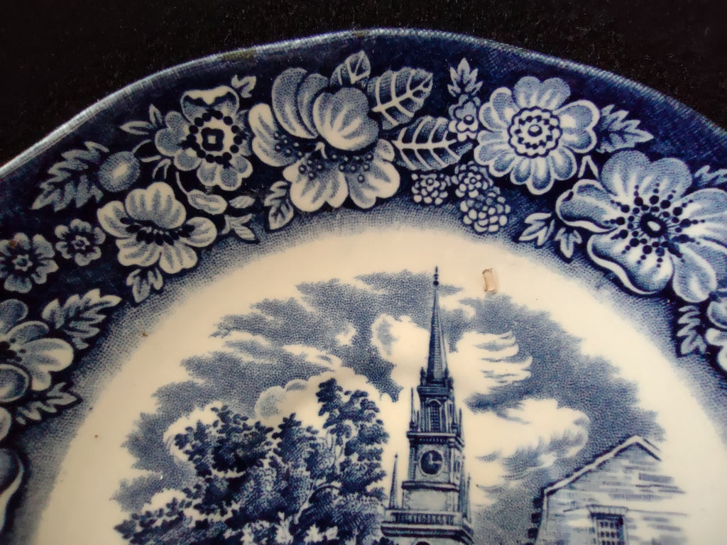 Vintage Liberty Blue Old North Church Saucer IMPERFECT [7047]