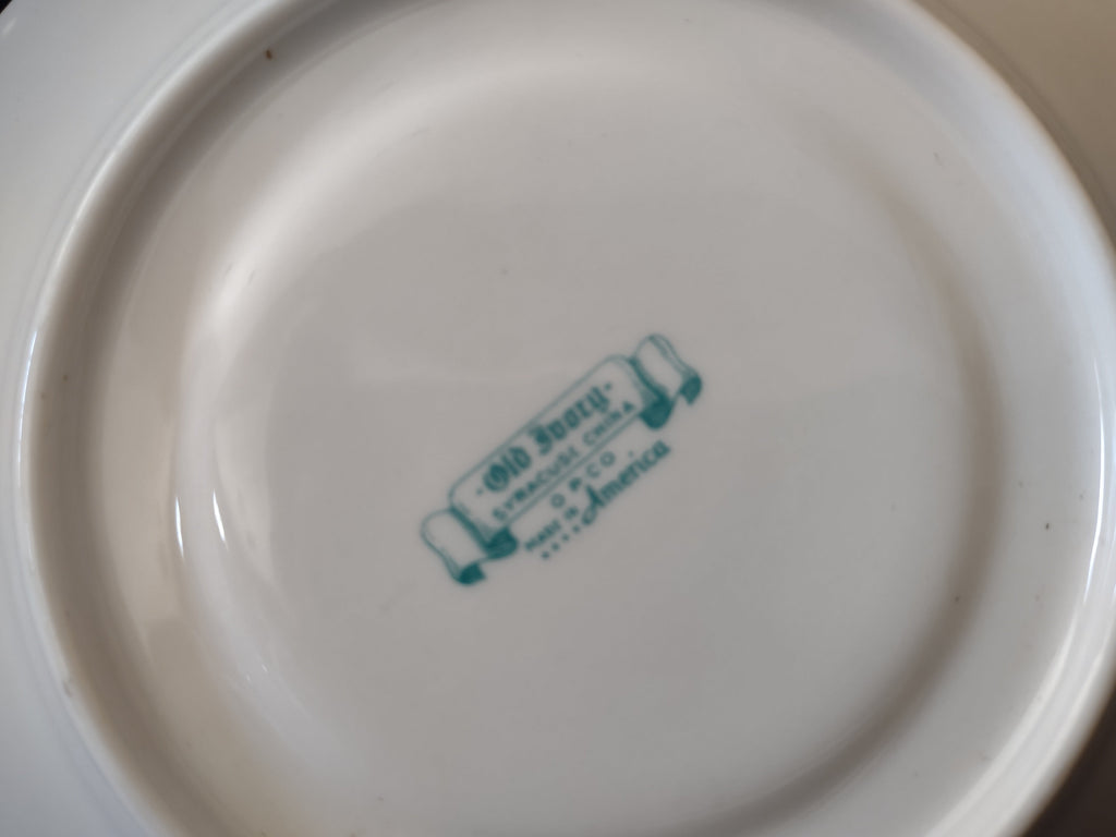 Backstamp close-up: Old Ivory, Syracuse China, Made in America