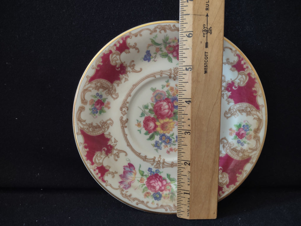 Vintage Syracuse China Rococo Floral Crimson Saucer [7053]