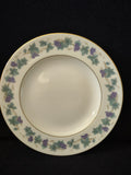 Vintage Theodore Haviland New York Arbor pattern plate - front view showing purple grape vine border and gold rim