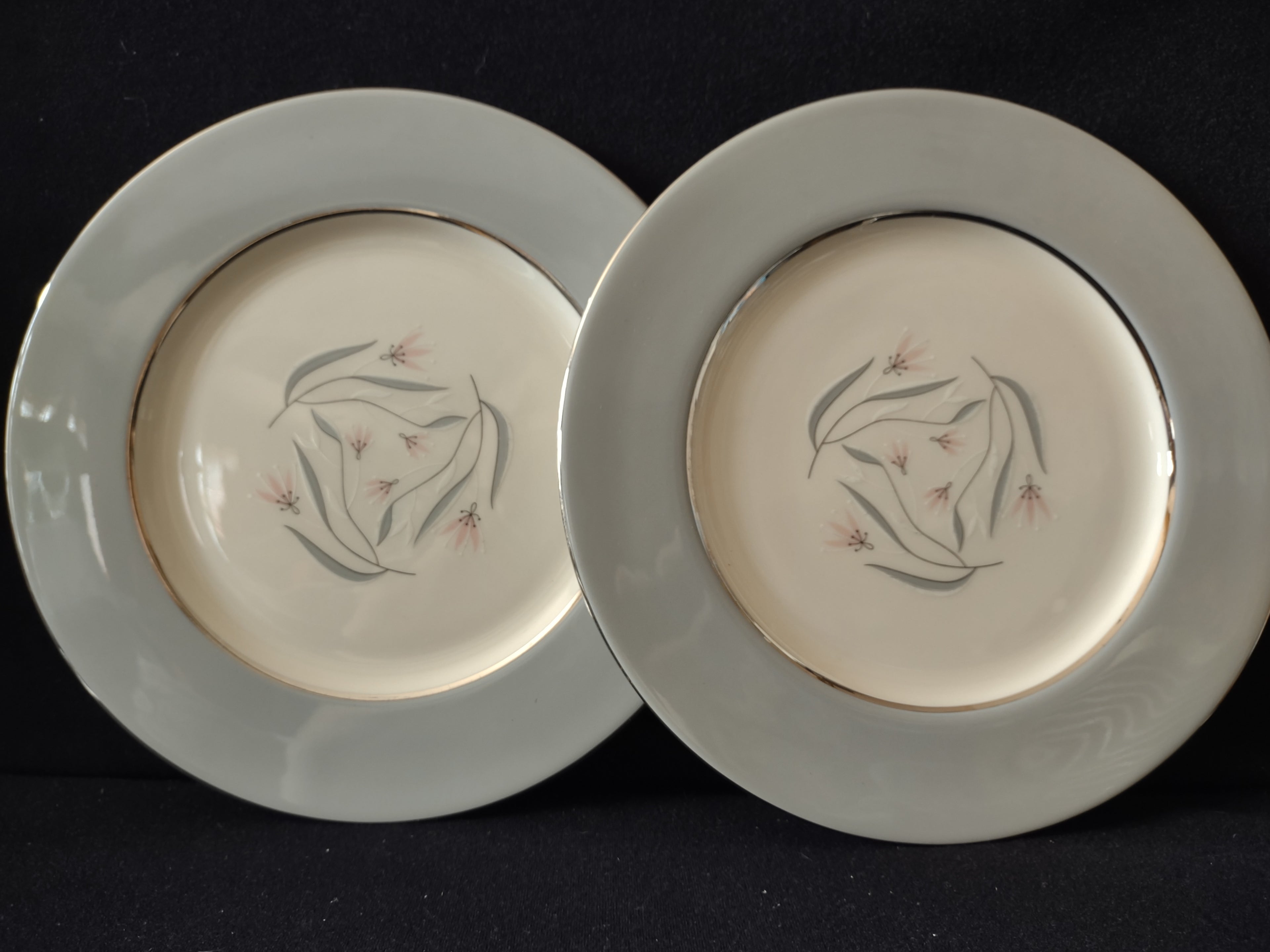Vintage Castleton China Flair Dinner Plate Set of 2 Platinum [7059]