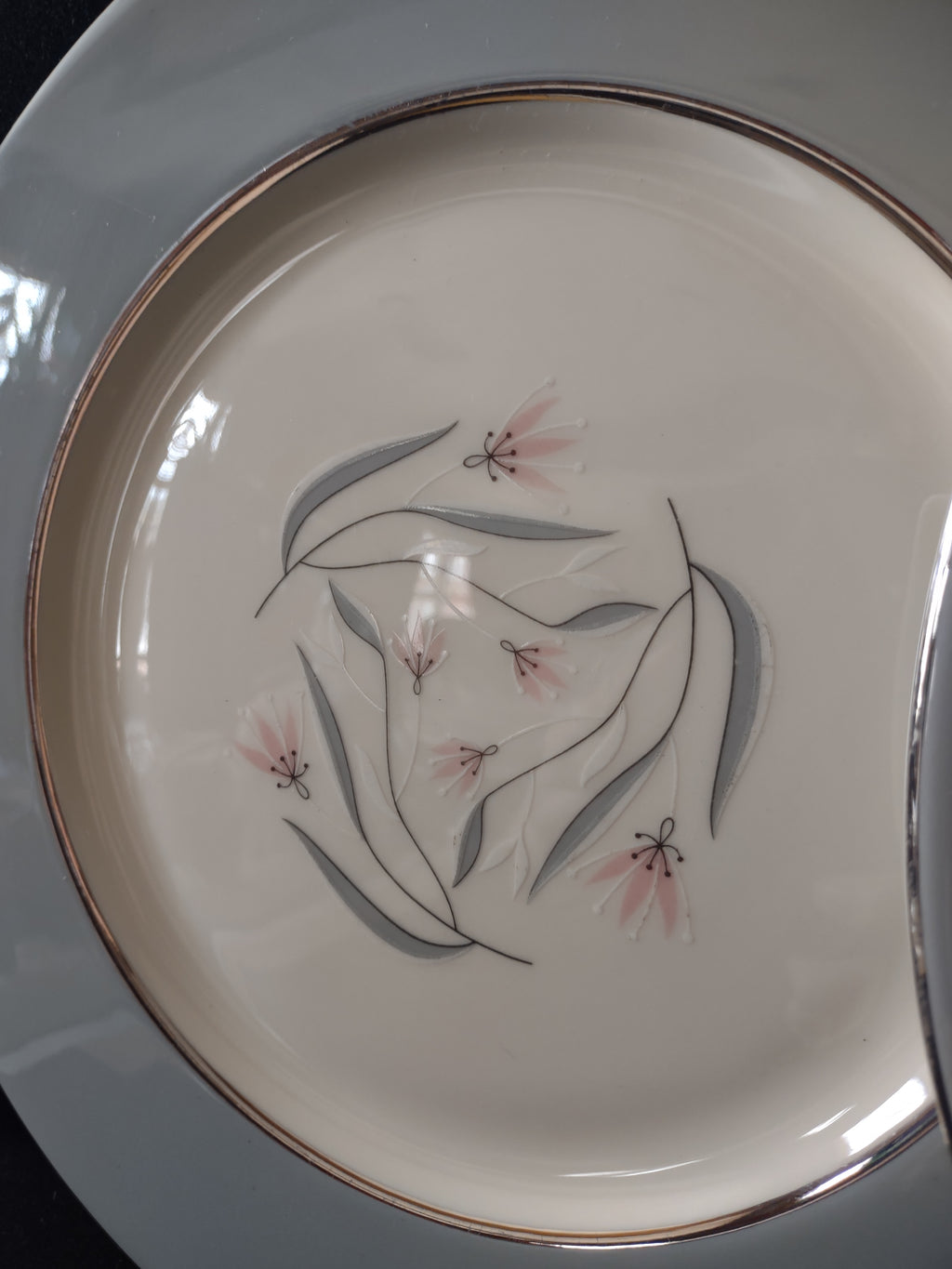 Vintage Castleton China Flair Dinner Plate Set of 2 Platinum [7059]