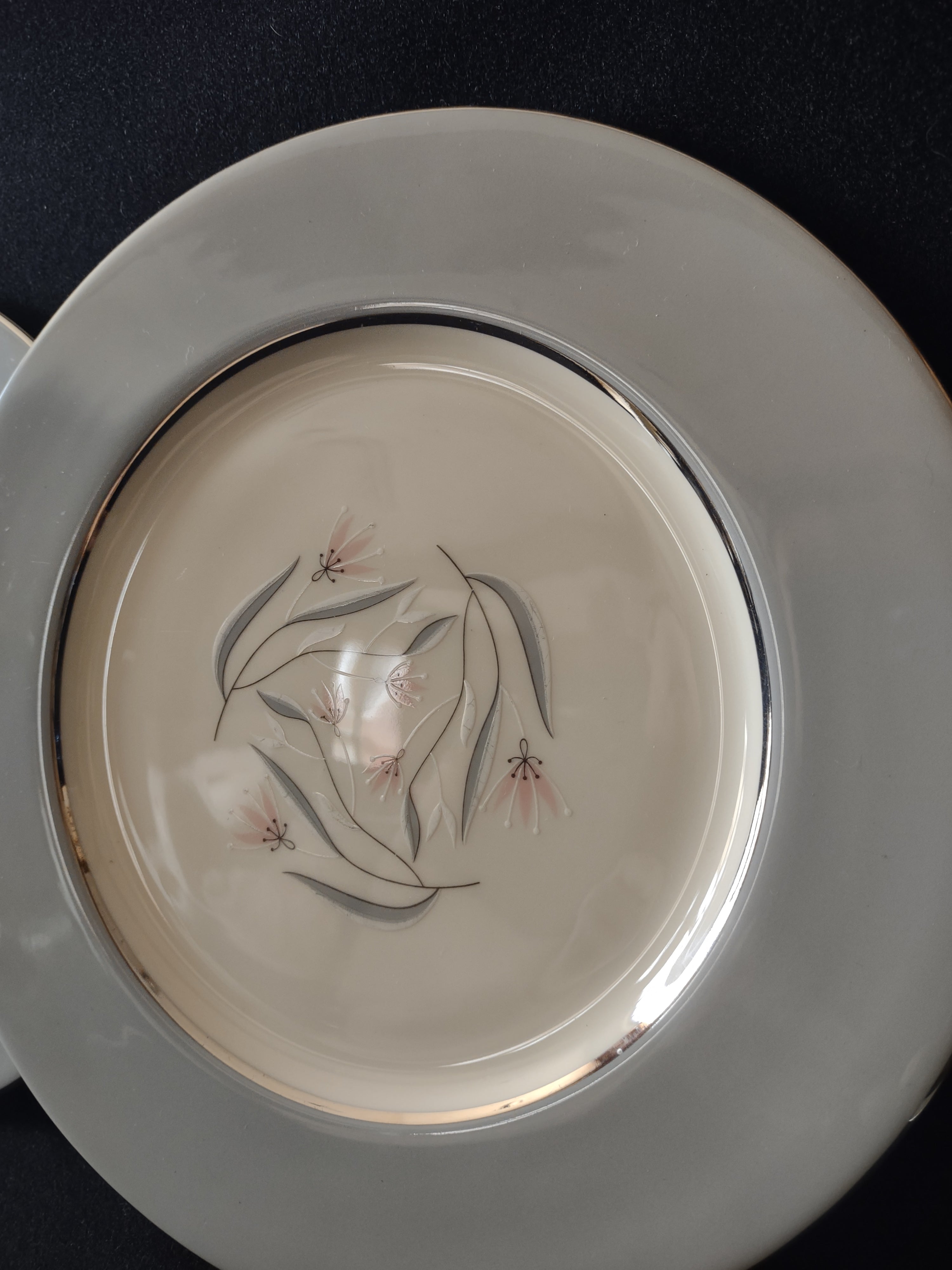Vintage Castleton China Flair Dinner Plate Set of 2 Platinum [7059]