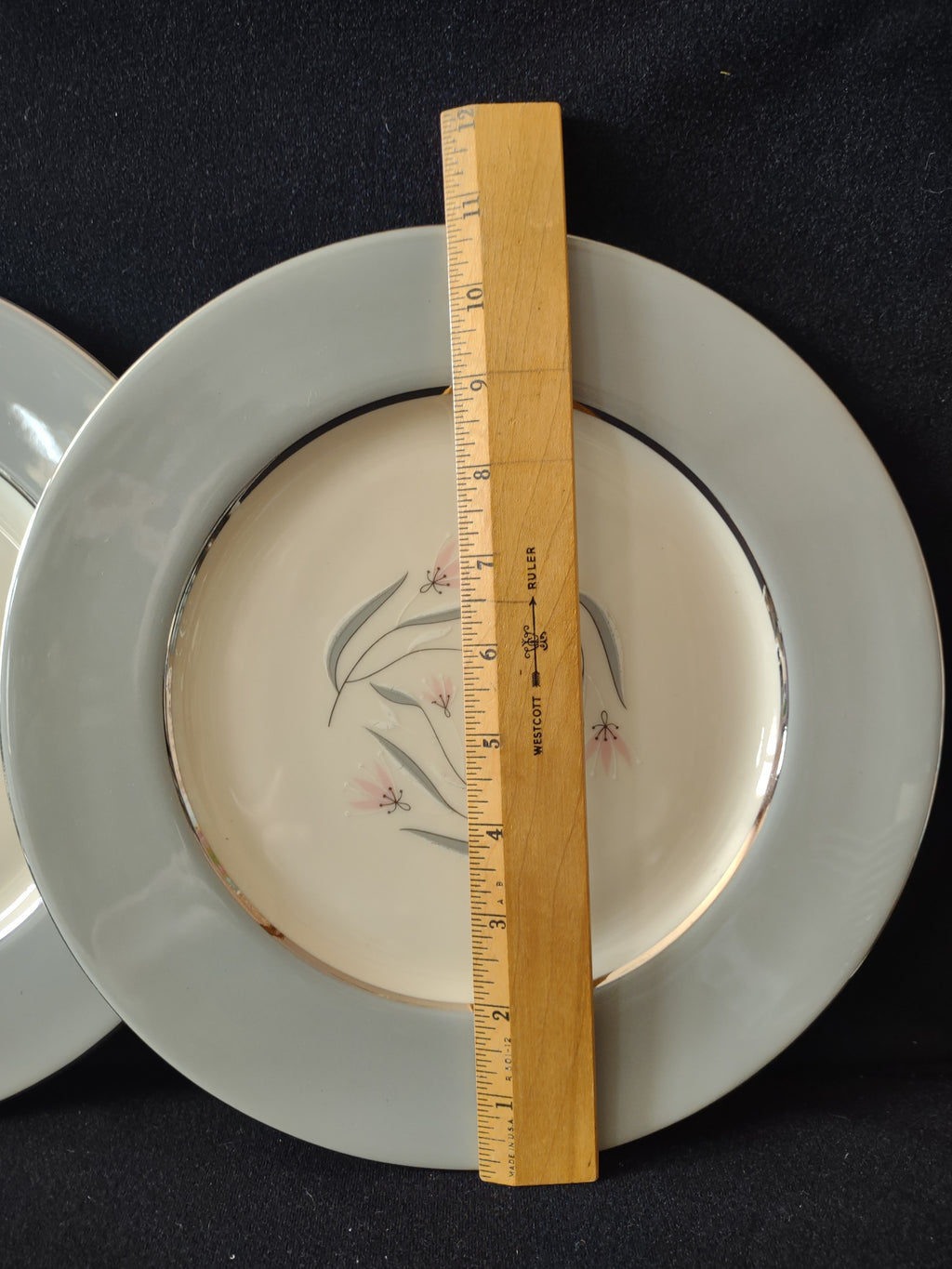 Vintage Castleton China Flair Dinner Plate Set of 2 Platinum [7059]