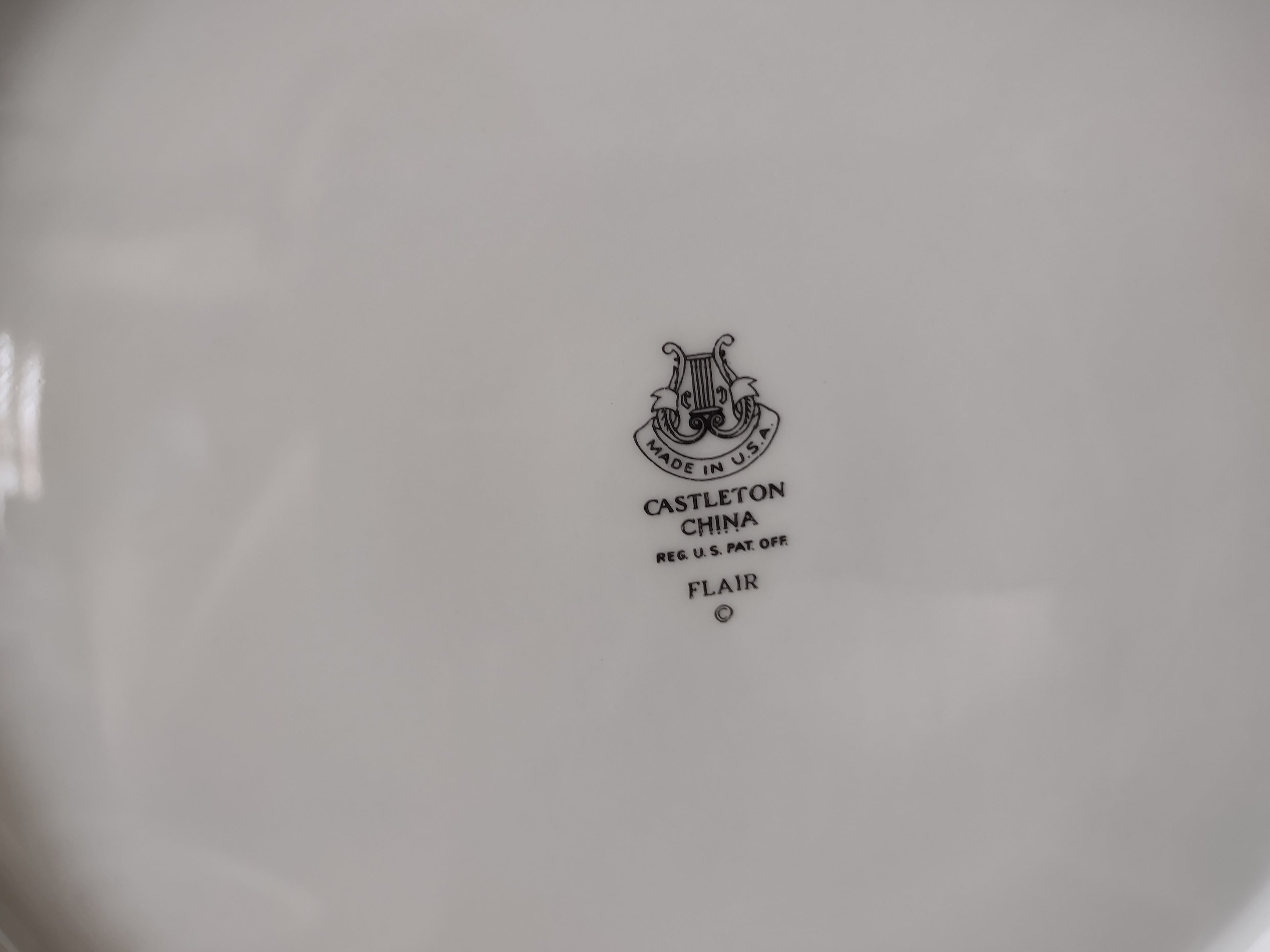 Vintage Castleton China Flair Dinner Plate Set of 2 Platinum [7059]