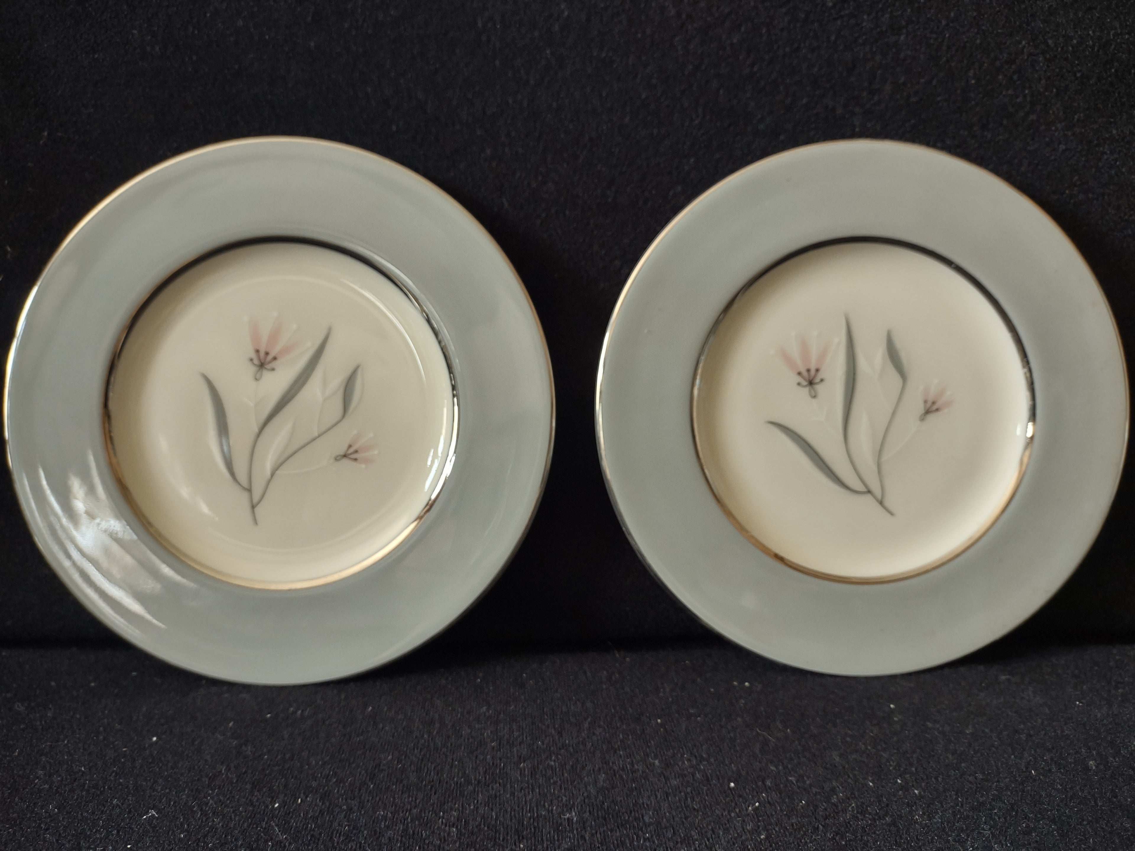 Vintage Castleton China Flair Small 6" Plate Set of 2 Platinum [7061]