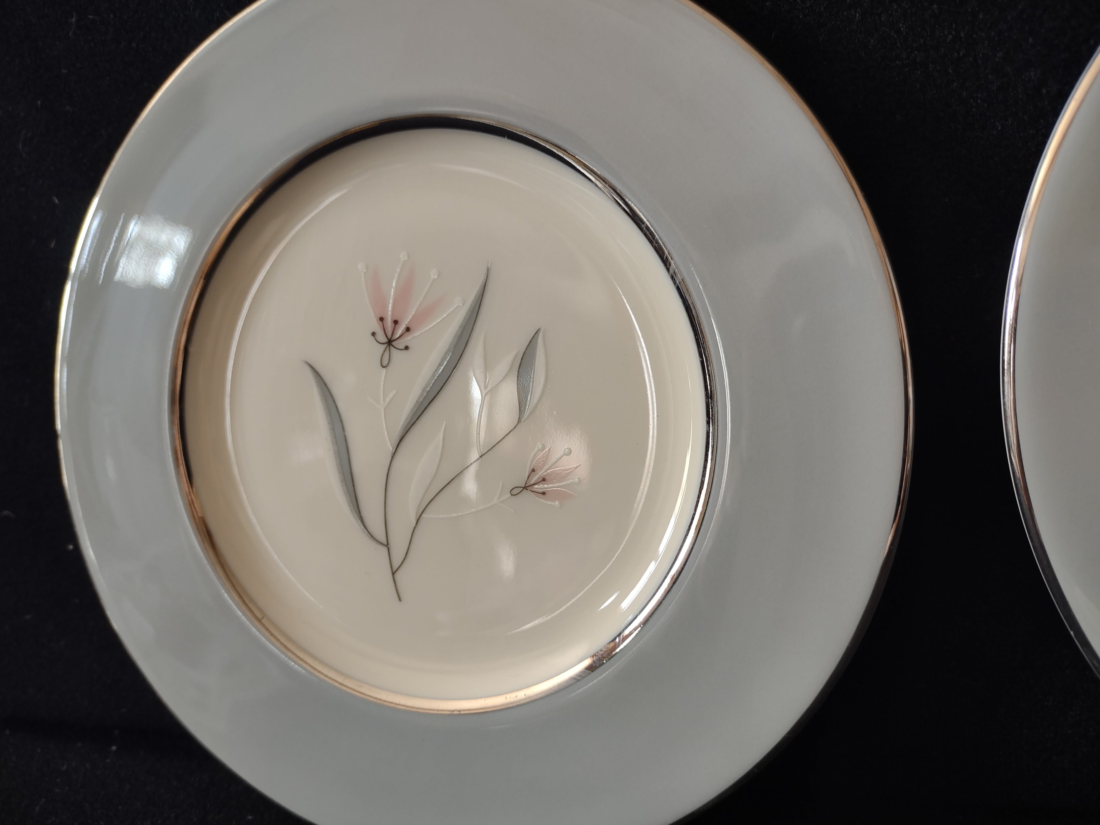 Vintage Castleton China Flair Small 6" Plate Set of 2 Platinum [7061]