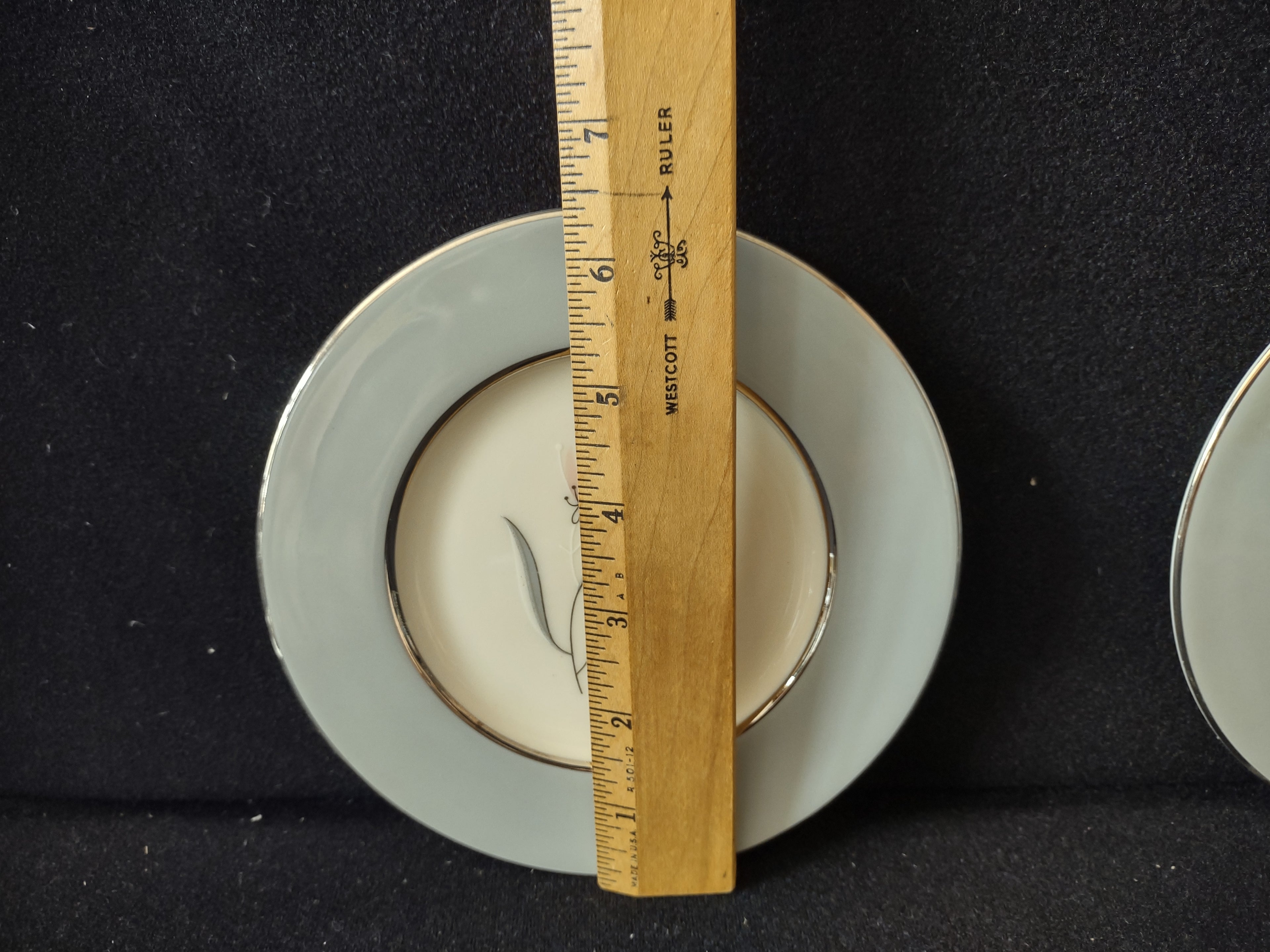 Vintage Castleton China Flair Small 6" Plate Set of 2 Platinum [7061]