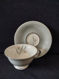 Vintage Castleton China Flair Cup & Saucer Gray & Pink [7062]
