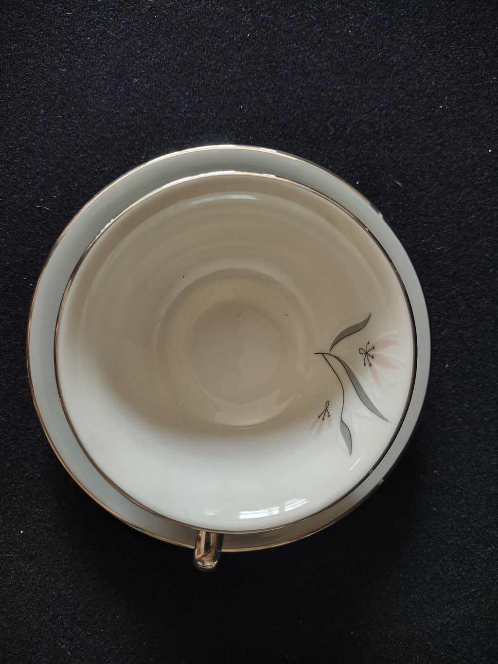 Vintage Castleton China Flair Cup & Saucer Gray & Pink [7062]