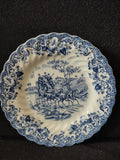 Vintage Johnson Bros Coaching Scenes Hunting Country 6" Plate Blue IMPERFECT [7064]