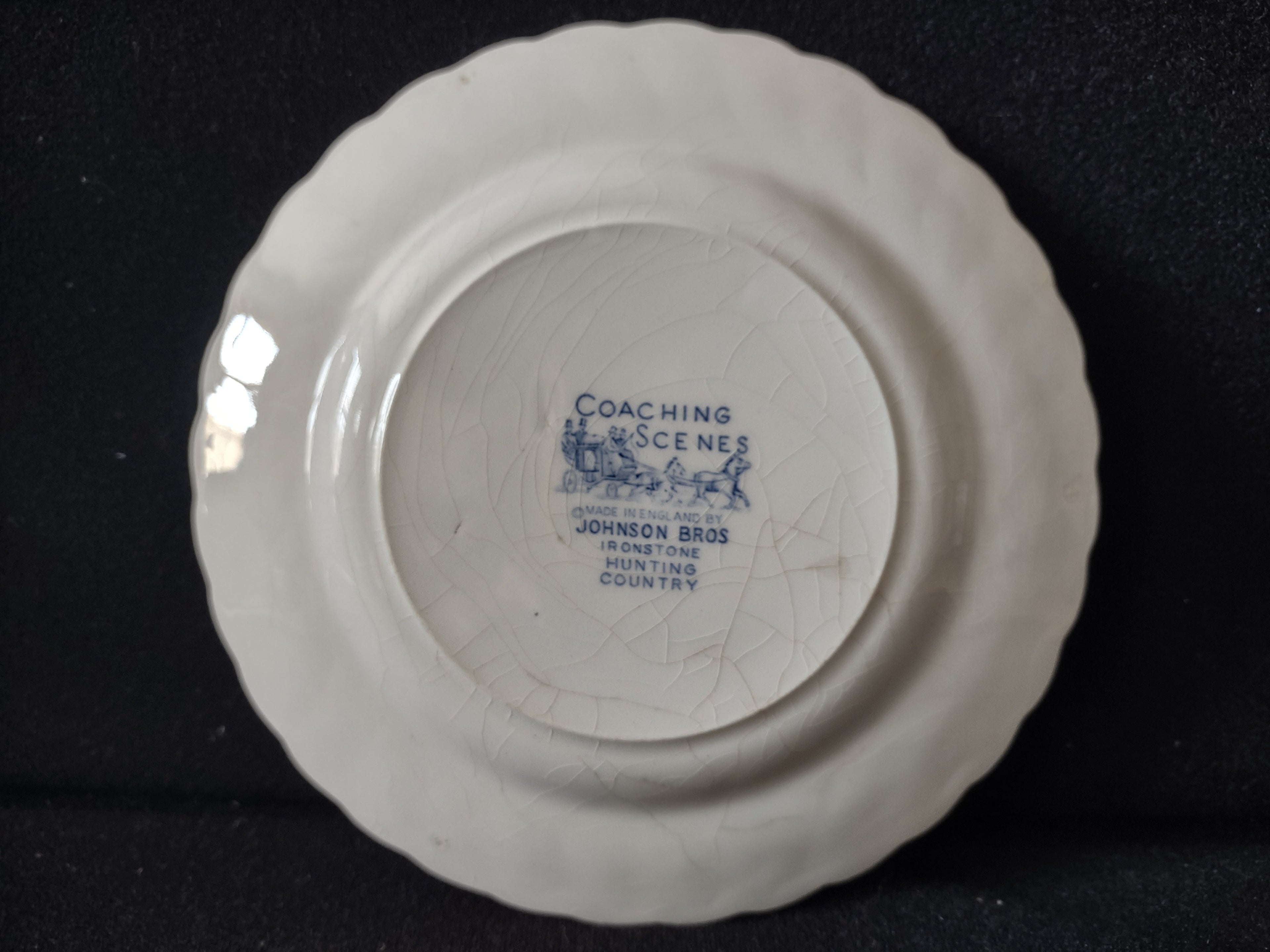 Johnson Bros Coaching Scenes Hunting Country backstamp - Made in England, Ironstone