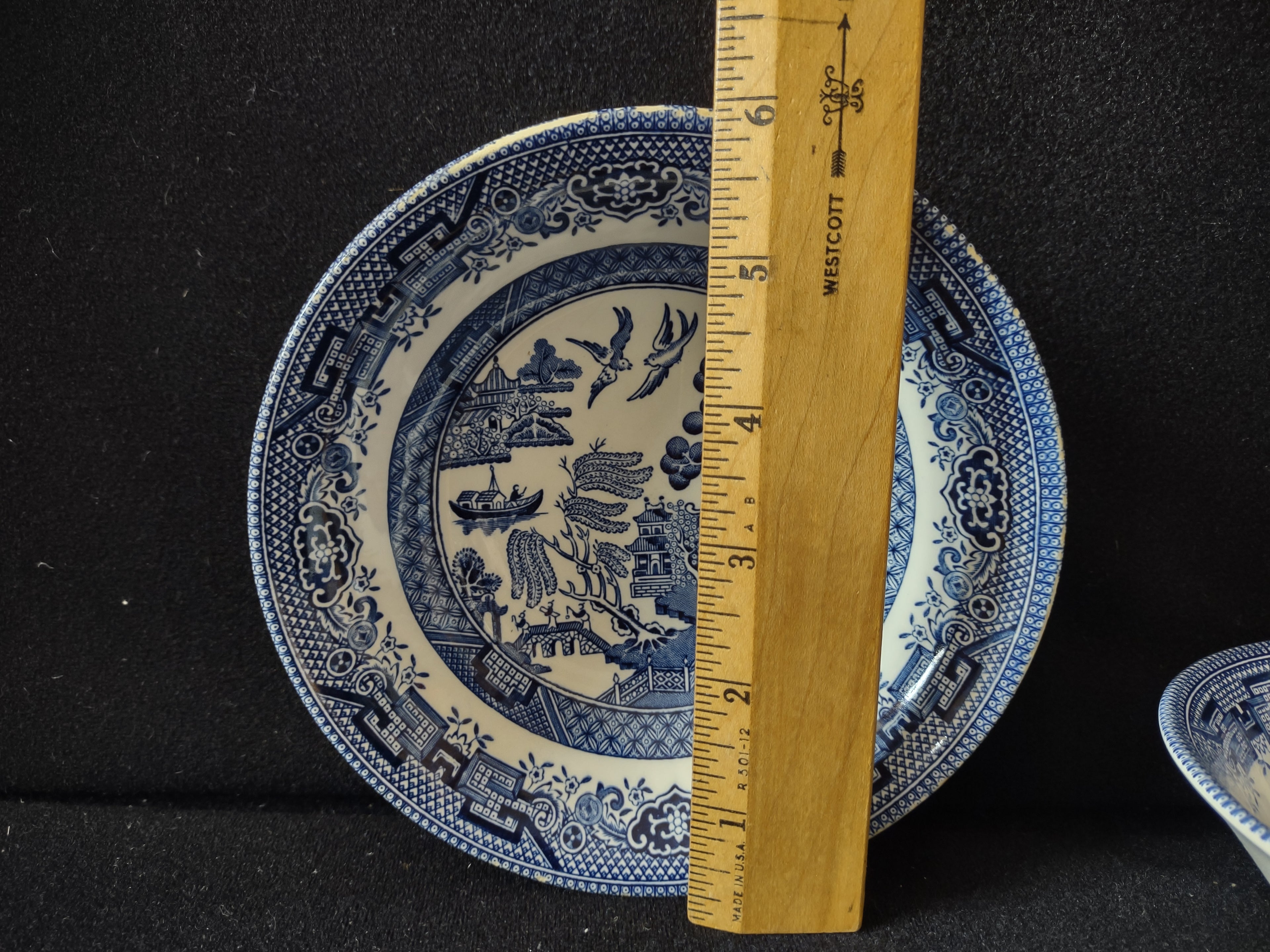 Vintage Churchill England Blue Willow Saucer Blue & White Set of 2 IMPERFECT [70765]