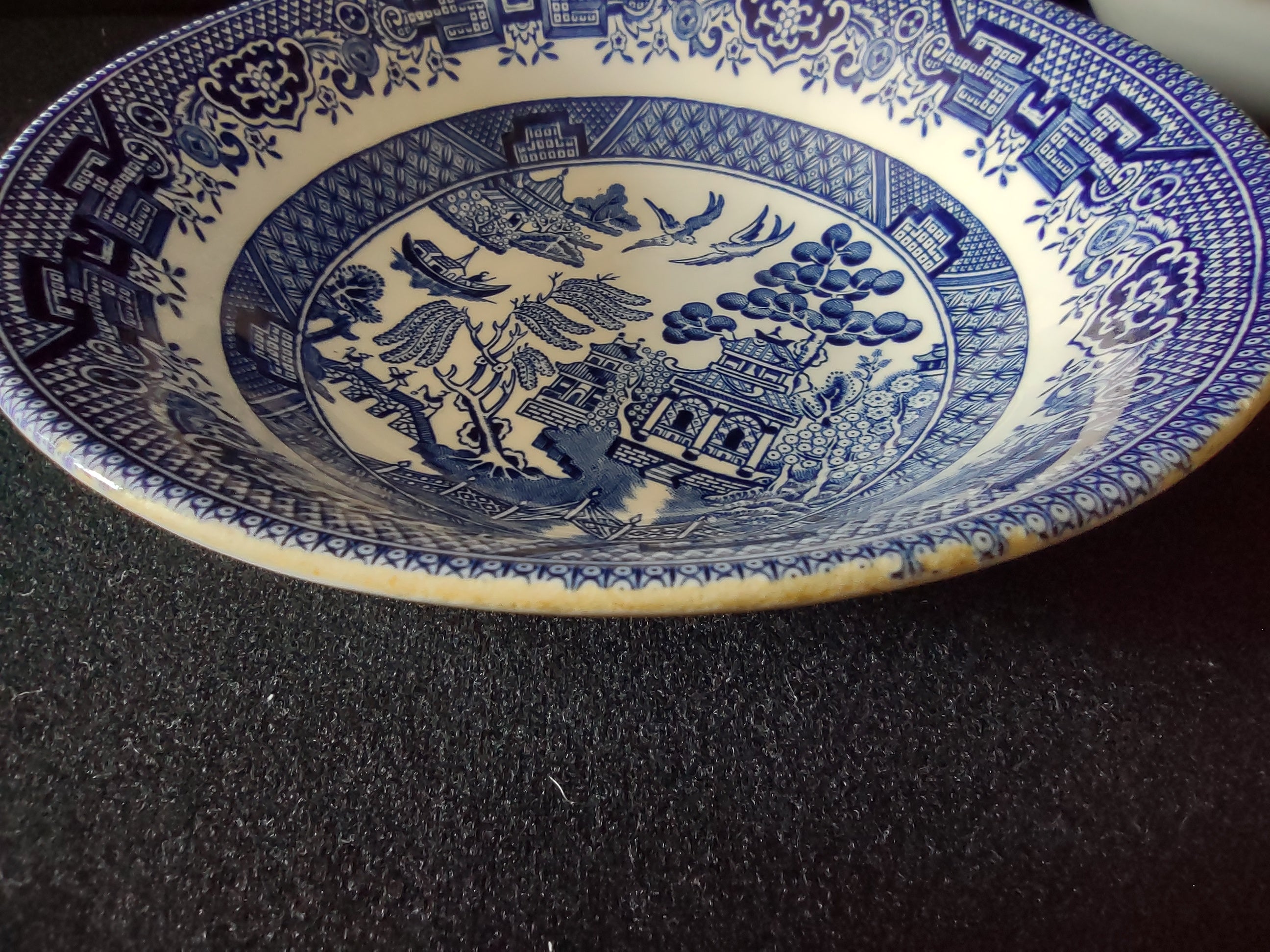 Vintage Churchill England Blue Willow Saucer Blue & White Set of 2 IMPERFECT [70765]