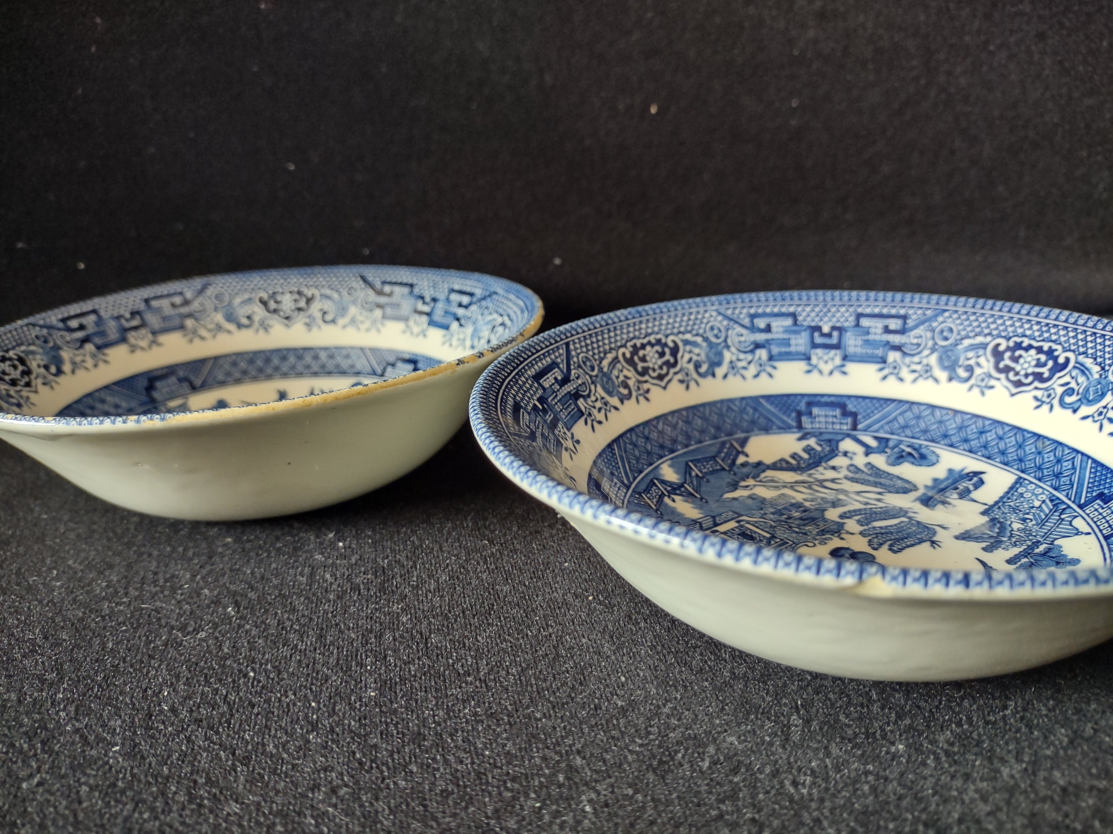 Vintage Churchill England Blue Willow Saucer Blue & White Set of 2 IMPERFECT [70765]