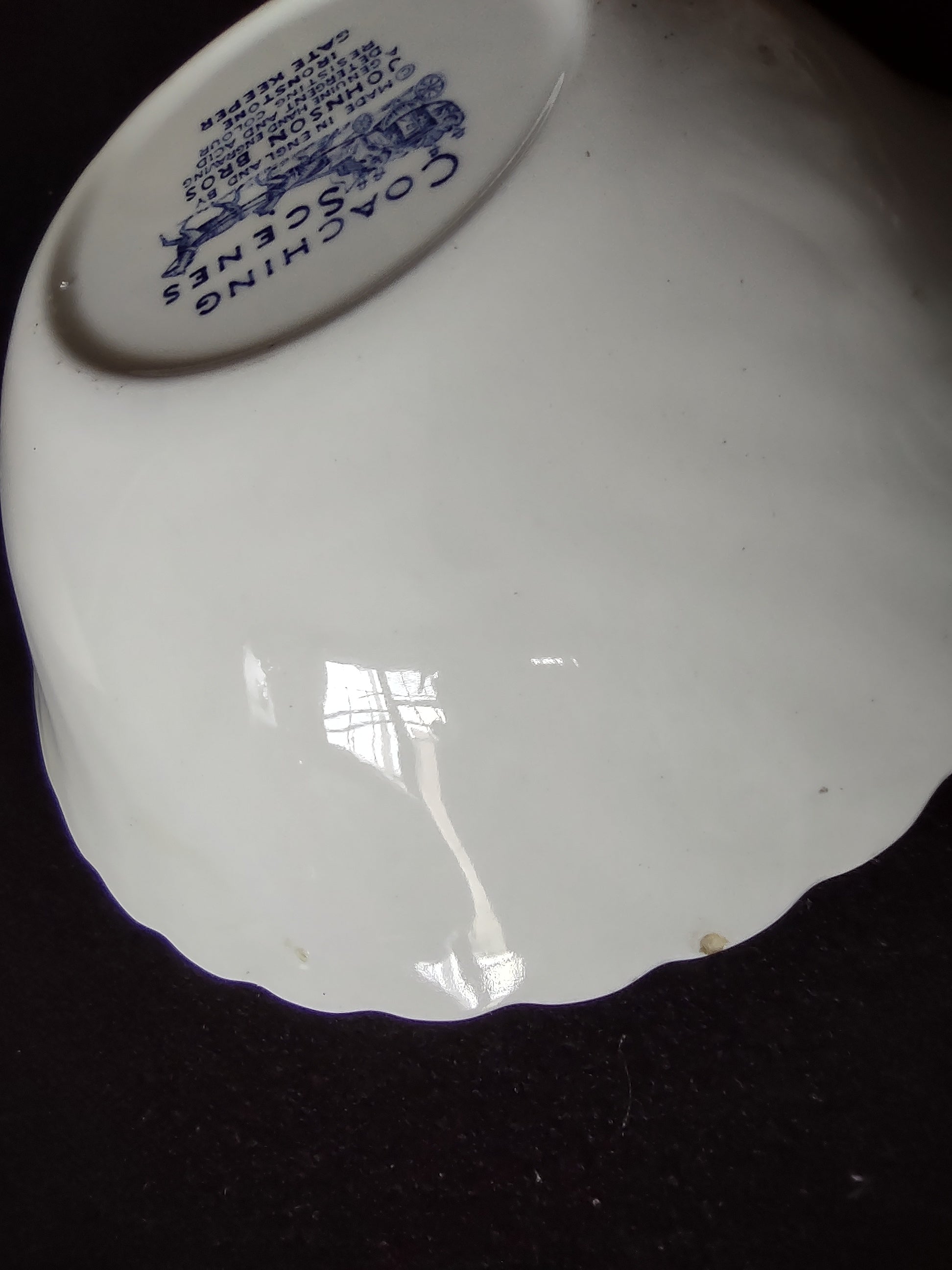 Vintage Johnson Bros Coaching Scenes Gate Keeper Blue Bowl Set of 2 [7066]
