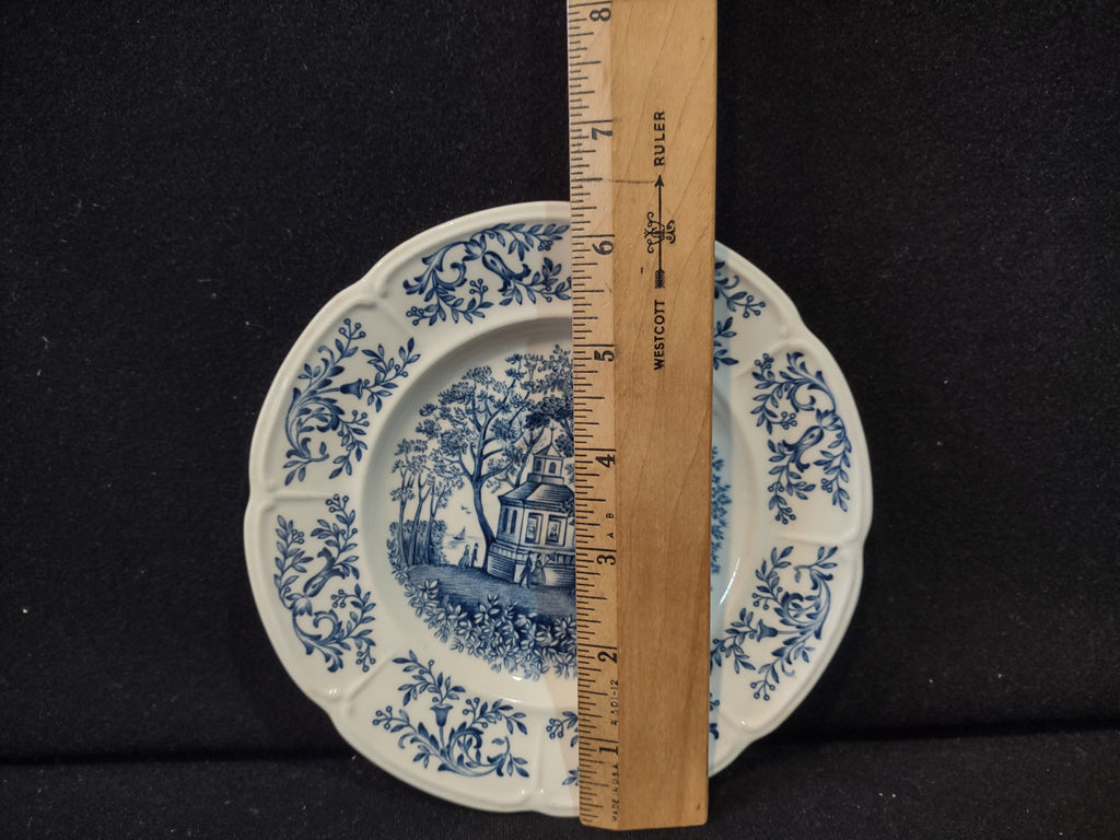 Vintage Johnson Bros Windsor Ware Mount Vernon Garden House Blue Plate IMPERFECT [7067]