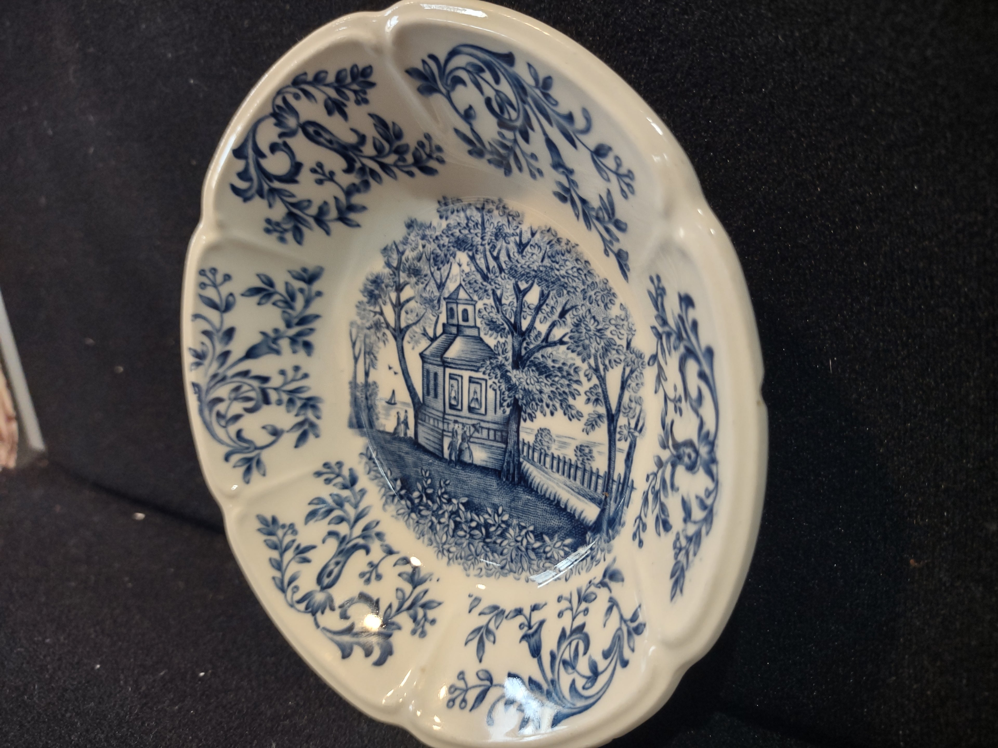 Vintage Johnson Bros Windsor Ware Mount Vernon Garden House Blue Berry Bowl [7068]