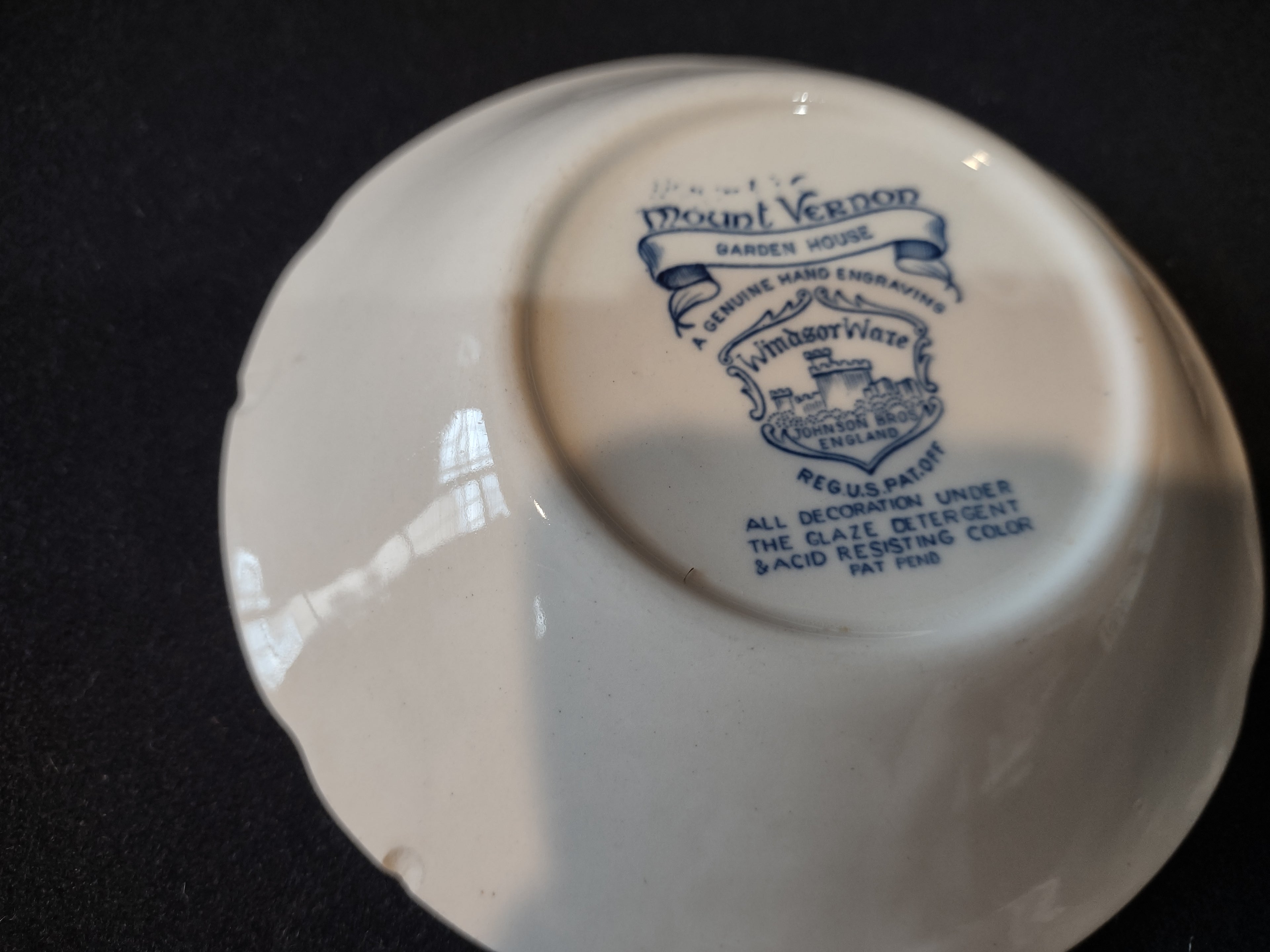 Vintage Johnson Bros Windsor Ware Mount Vernon Garden House Blue Berry Bowl [7068]