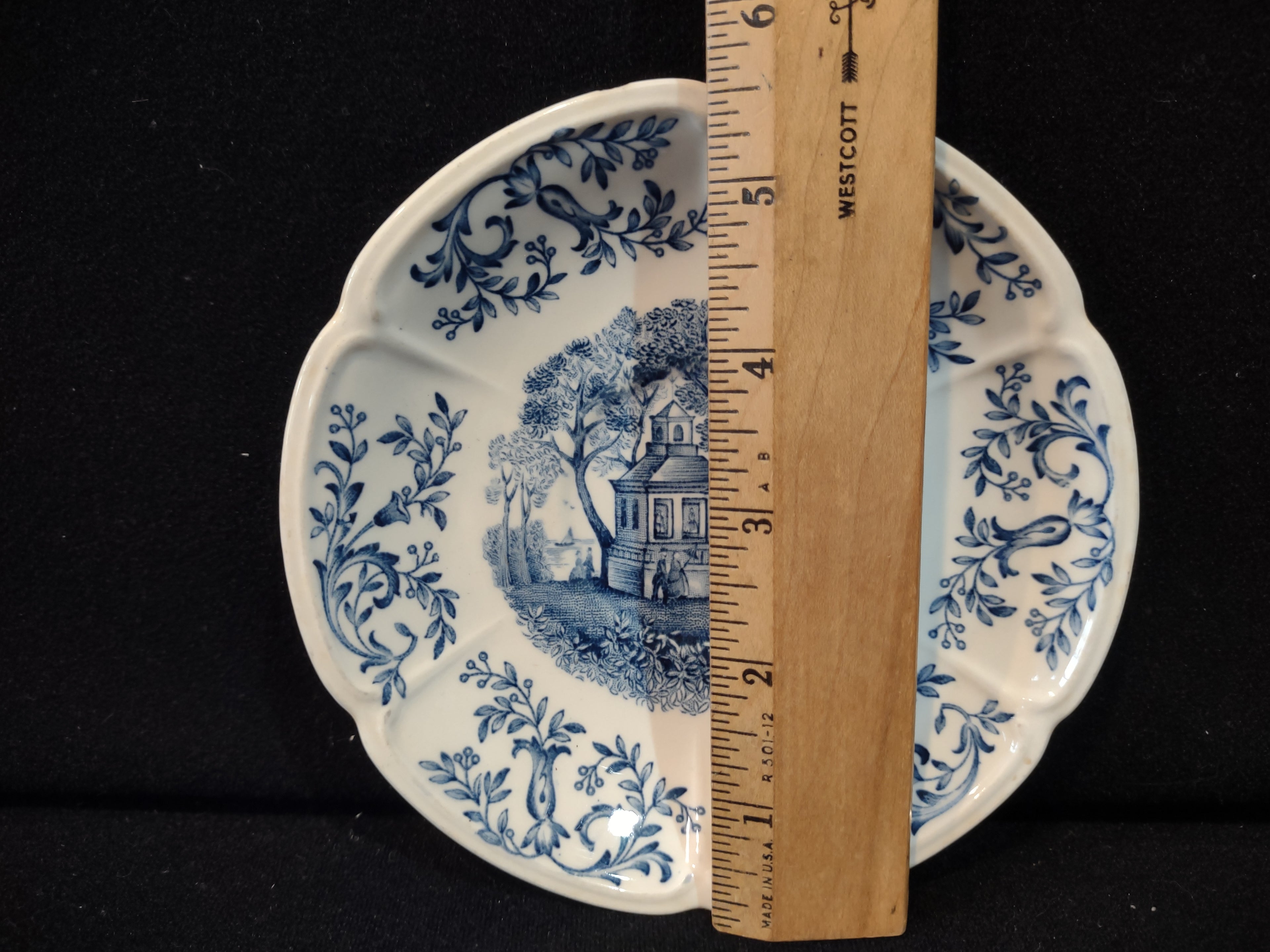 Vintage Johnson Bros Windsor Ware Mount Vernon Garden House Blue Berry Bowl IMPERFECT [7069]