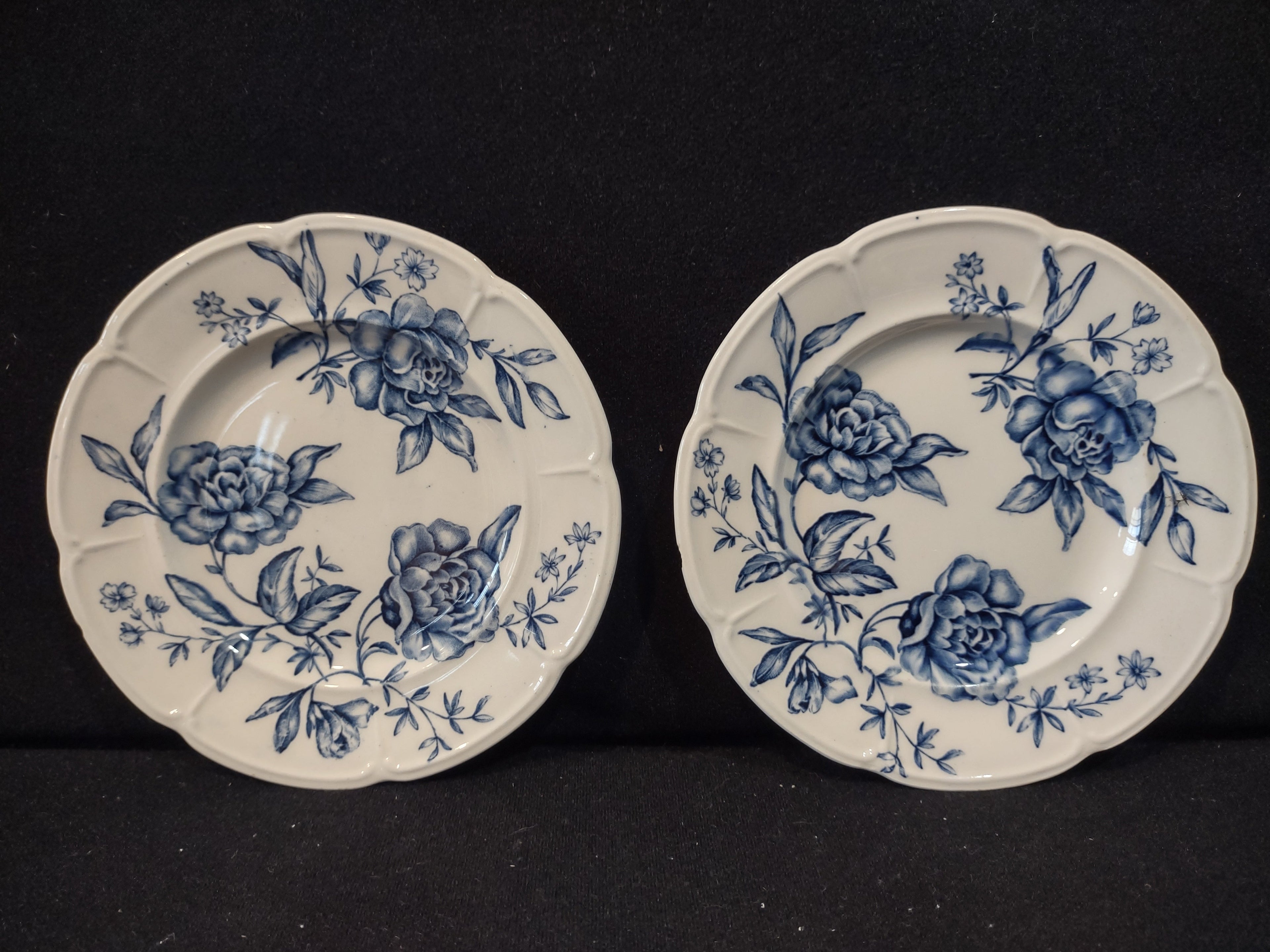 Vintage Johnson Bros Windsor Ware Blue Rose Plate Set of 2 - front view both plates