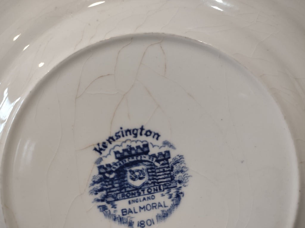 Vintage Kensington Ironstone Balmoral Blue Floral Plate Set of 3 IMPERFECT [7071]