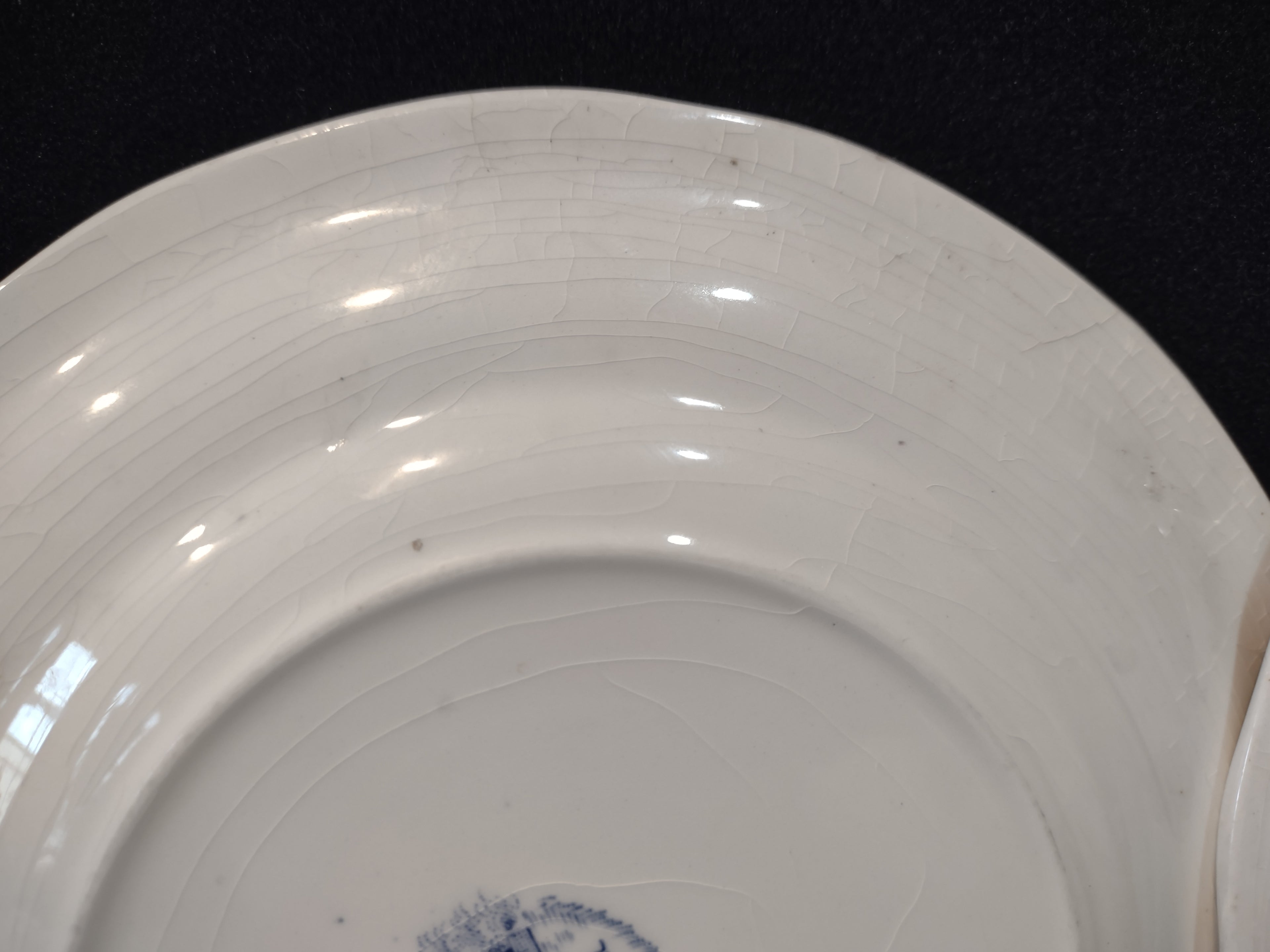 Vintage Kensington Ironstone Balmoral Blue Floral Plate Set of 3 IMPERFECT [7071]