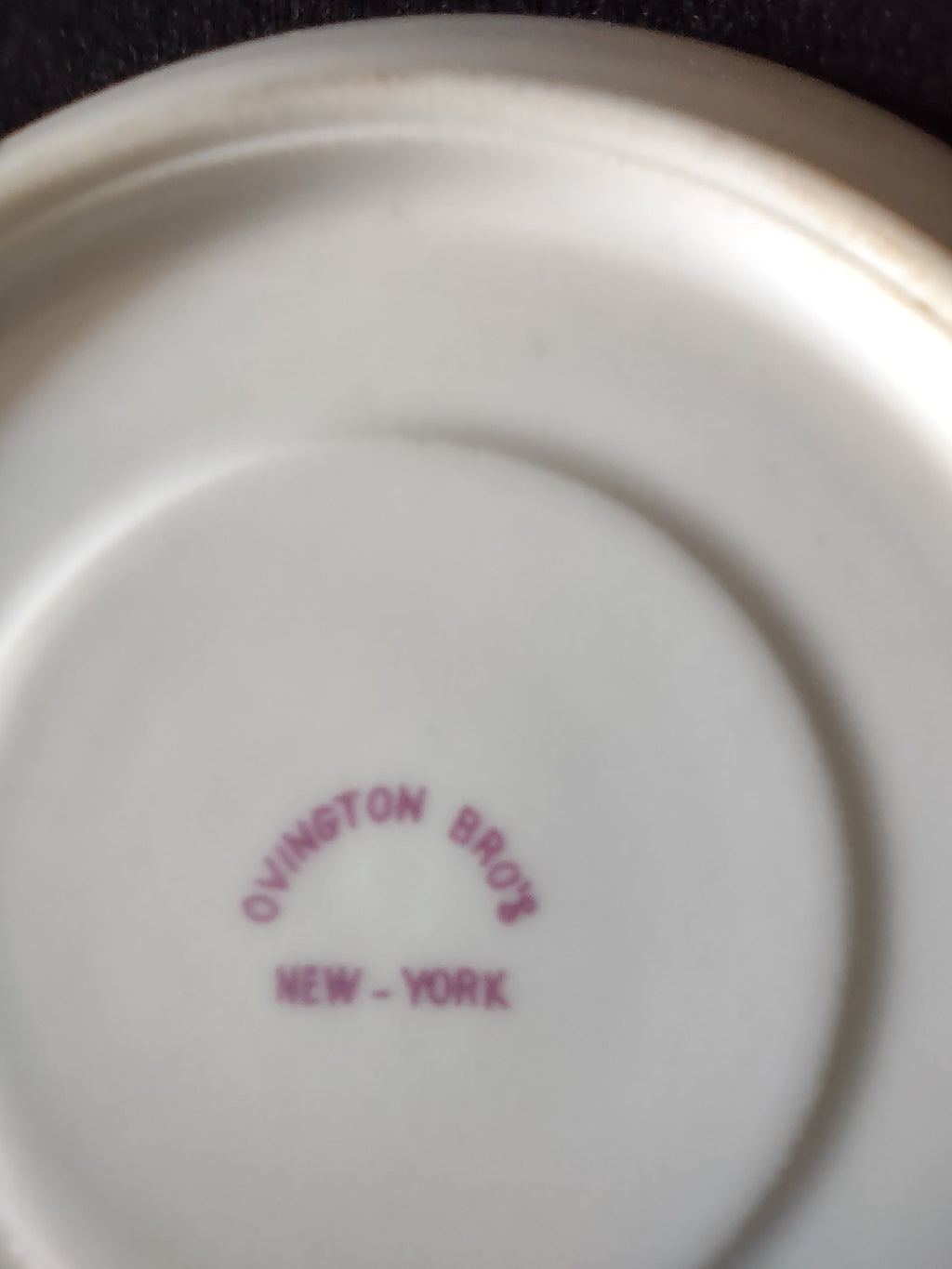 Ovington Bros New York backstamp on saucer bottom
